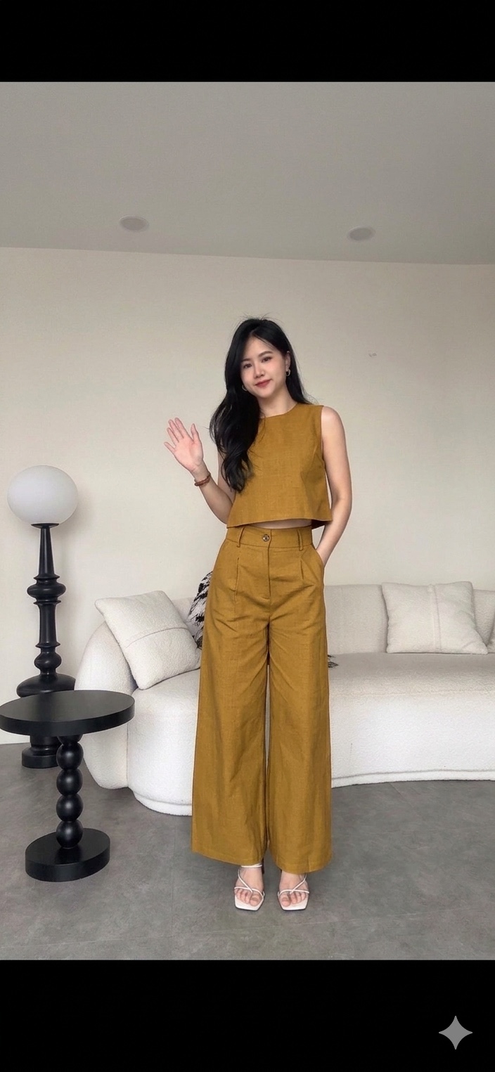 (BO - JULY) 亚麻无袖阔腿裤套装BestSell💯