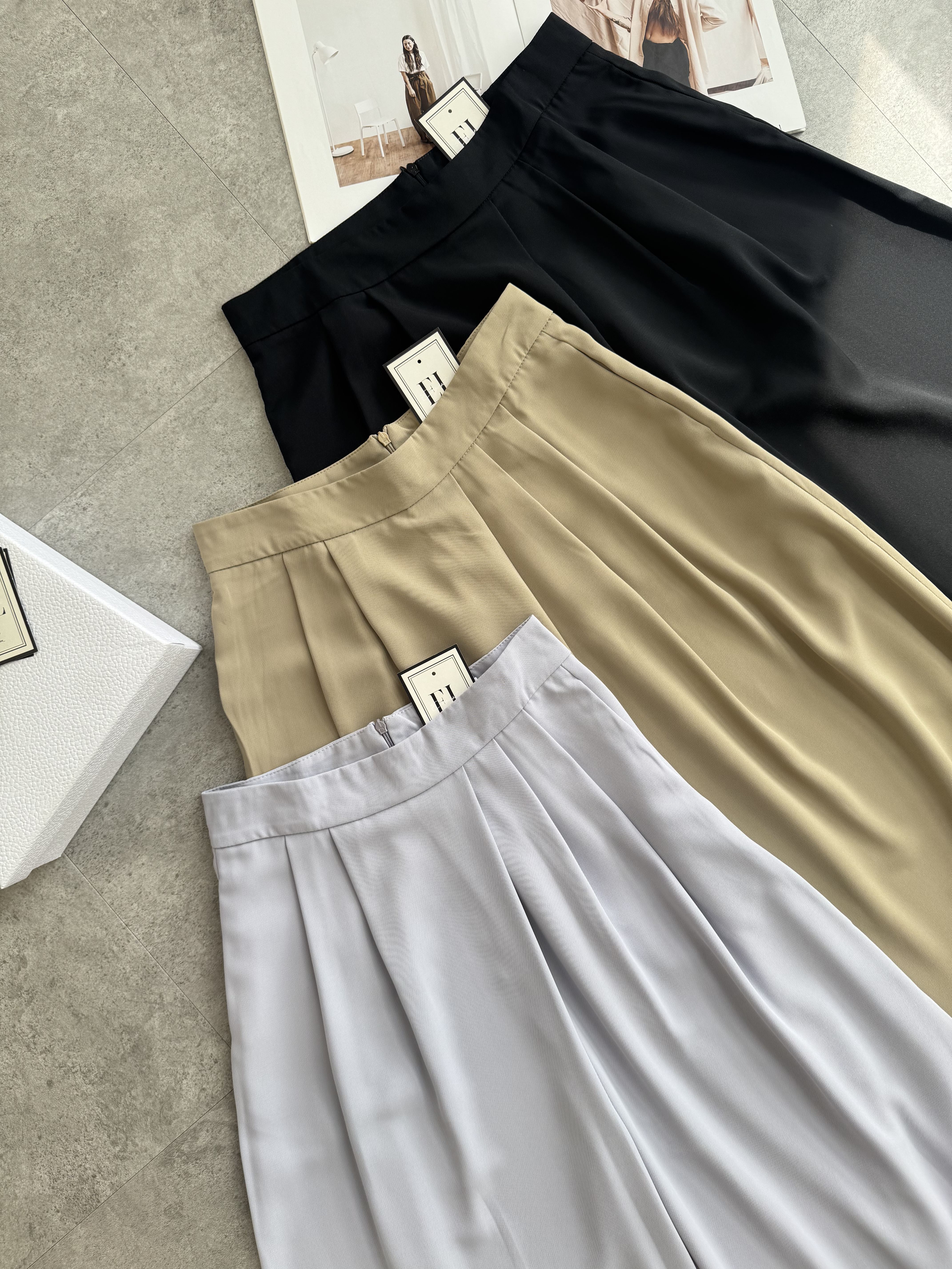 New轻薄款滑面简约高腰阔腿