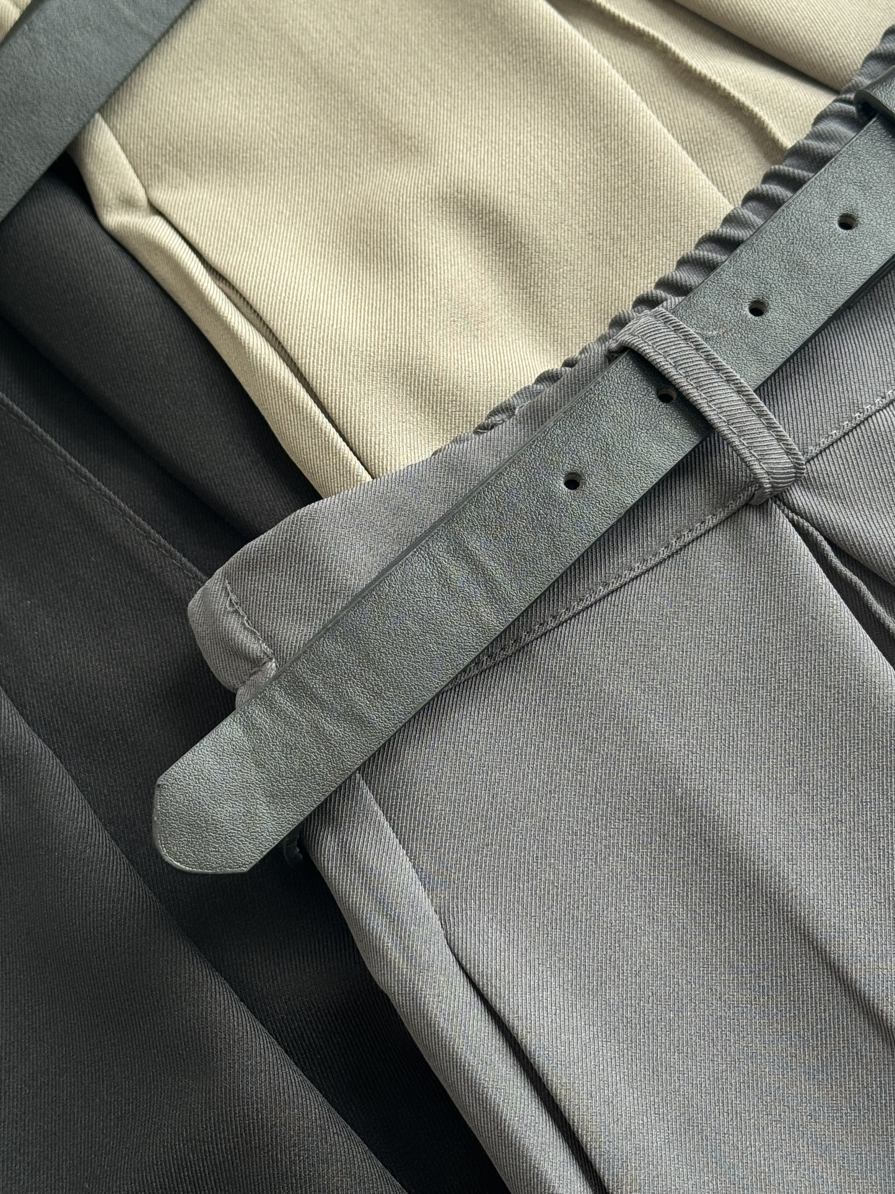 塑胶腰高开叉阔腿裤-腰带