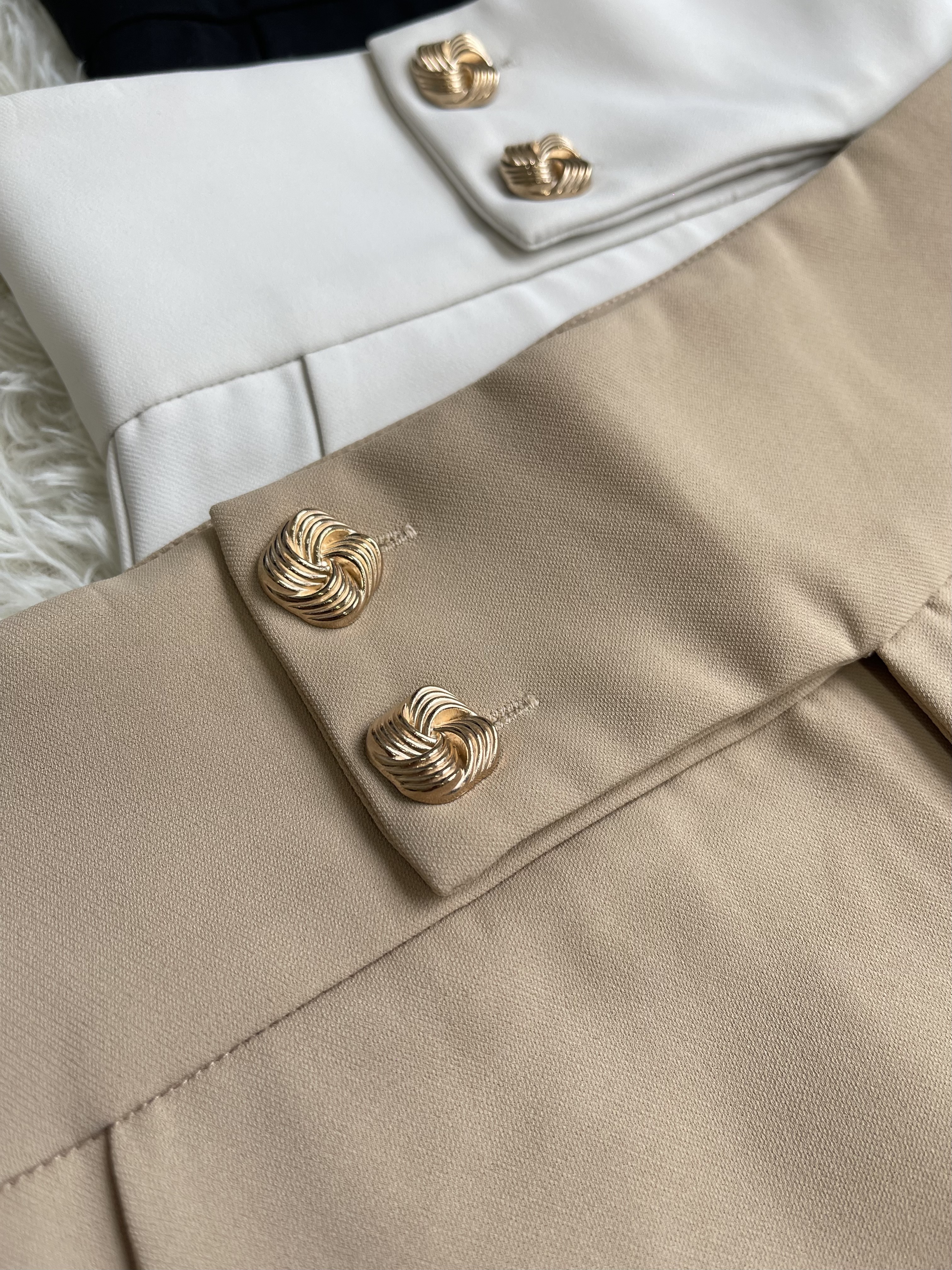 通勤金扣滑面直筒阔腿裤