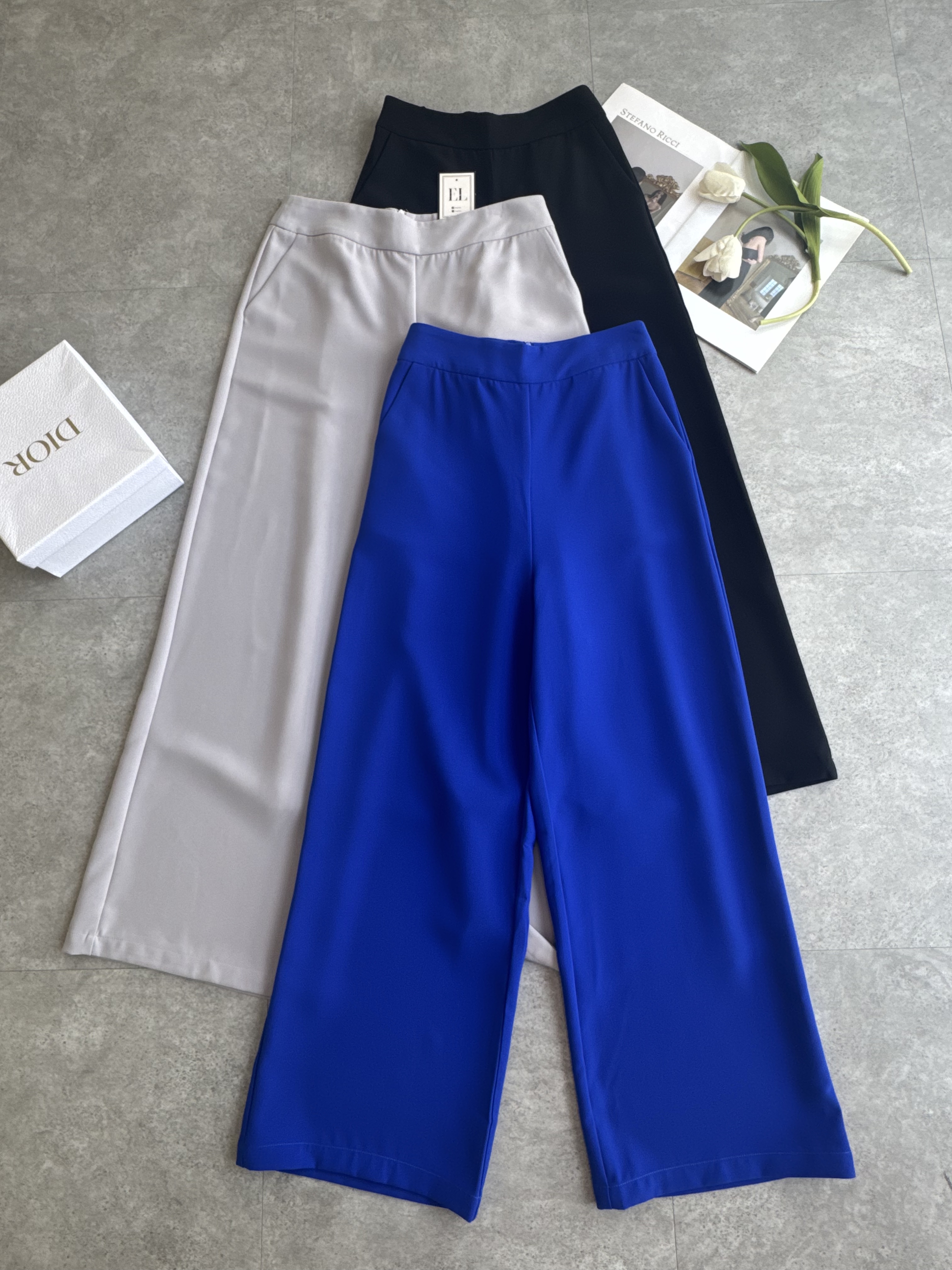 《高品》简约大气西装滑面直筒阔腿裤