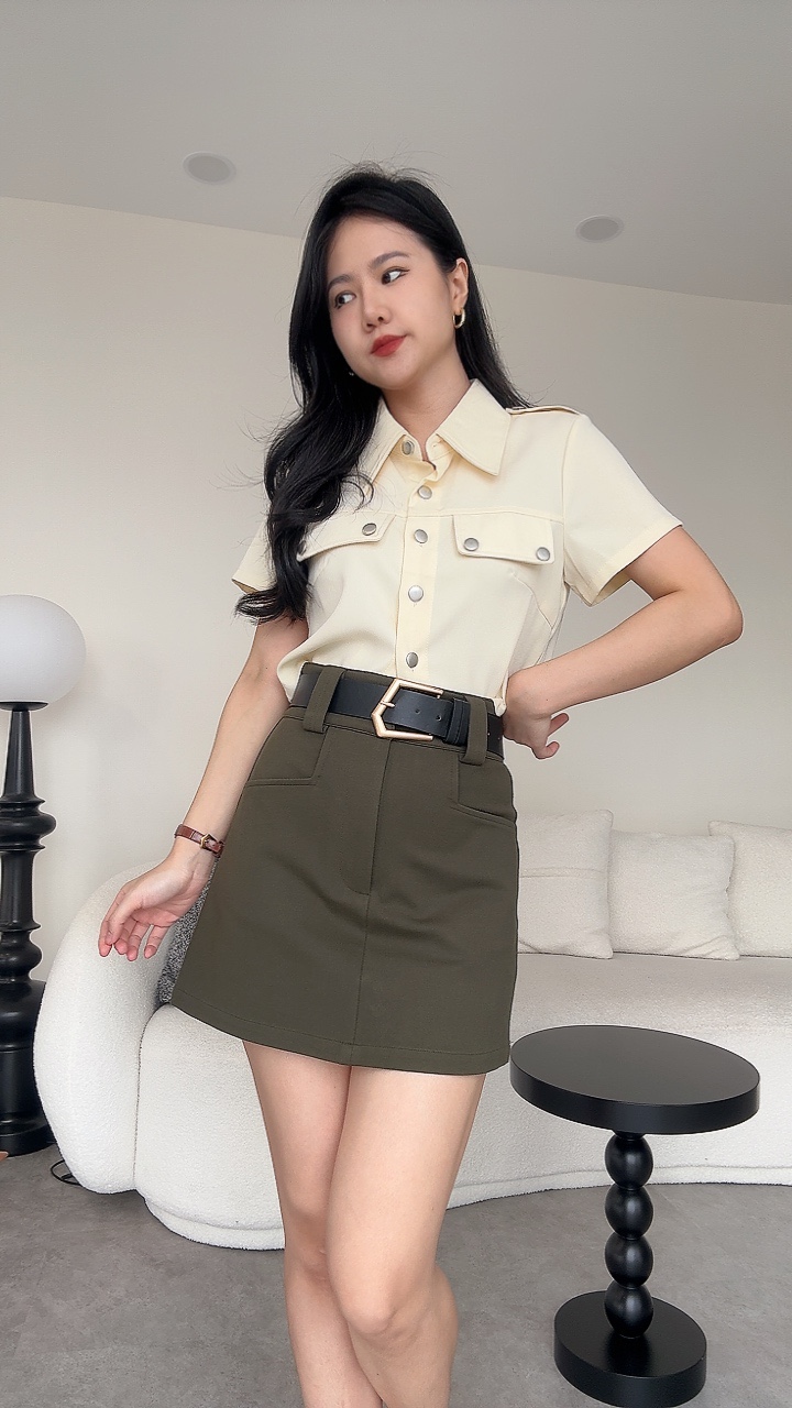 罗马厚皮带短裙