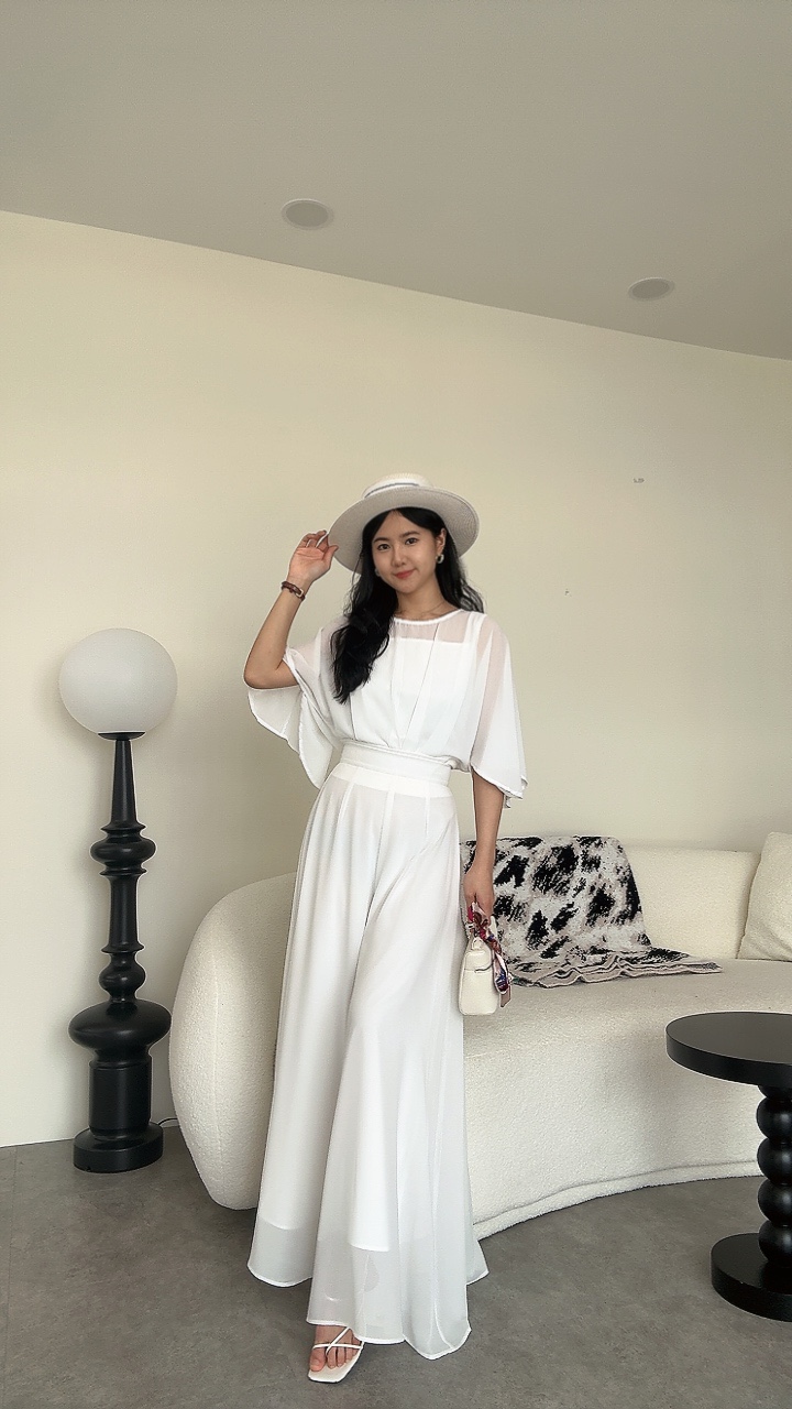 雪纺扇子飘逸风大阔腿裤