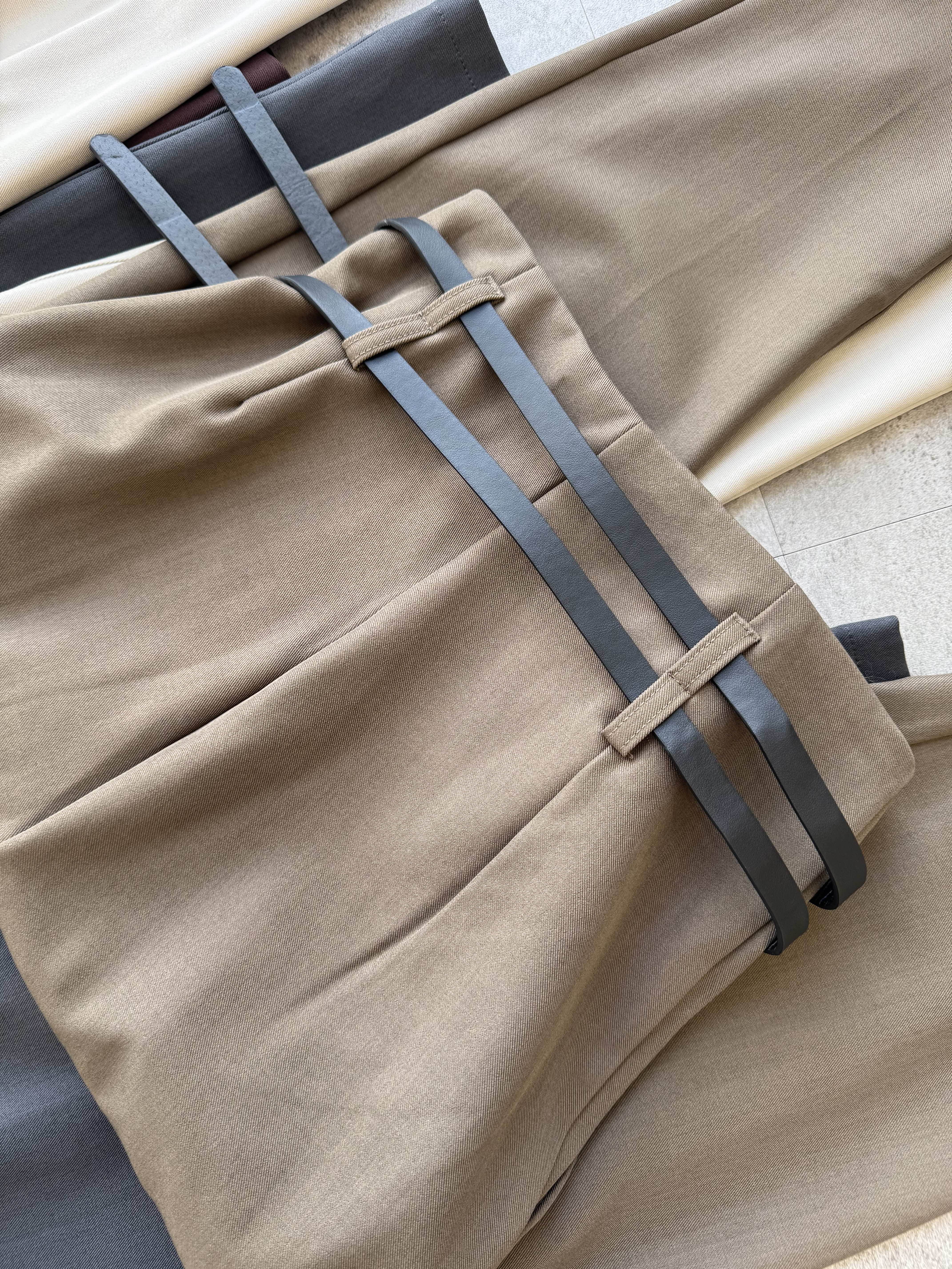 双腰带设计烟管裤