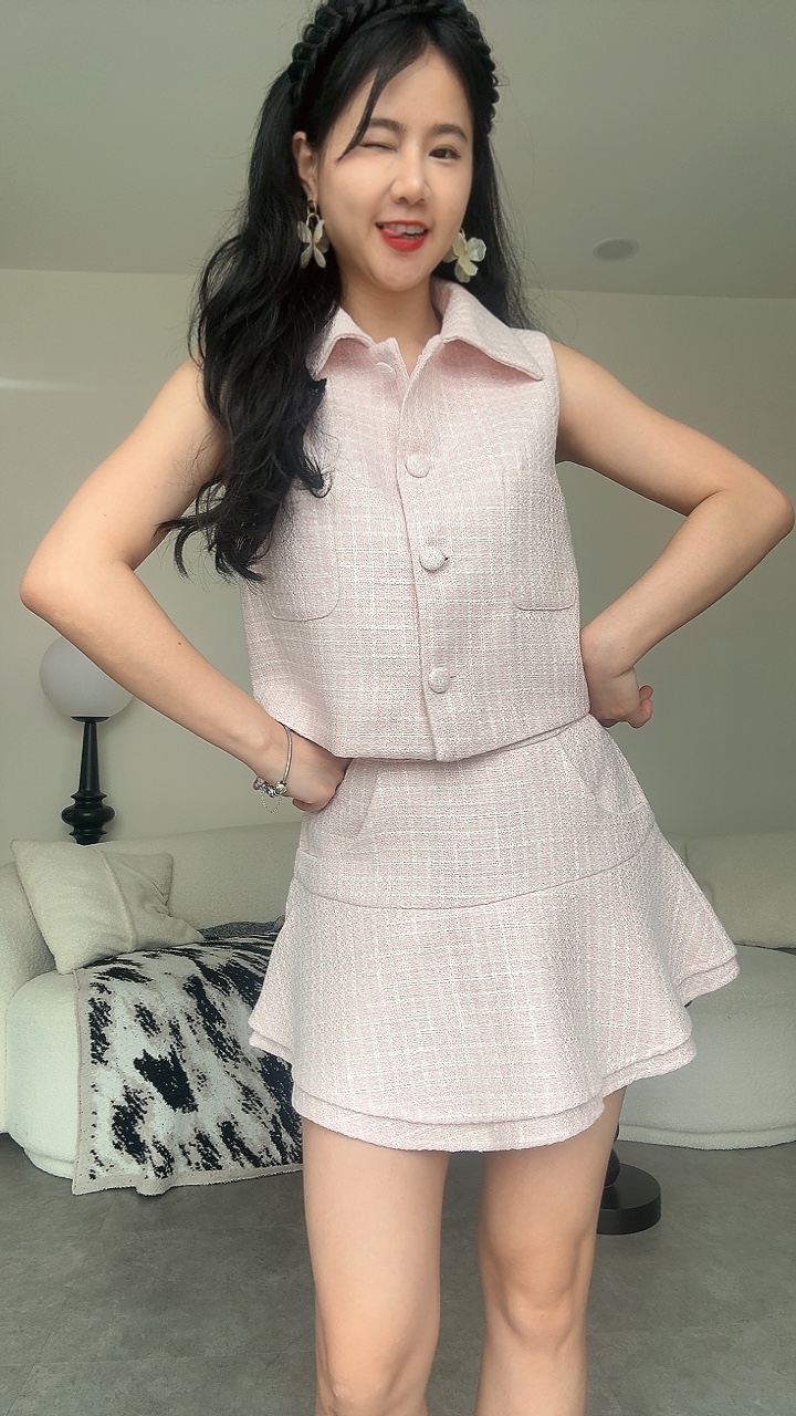 多巴胺小香风短裙套装