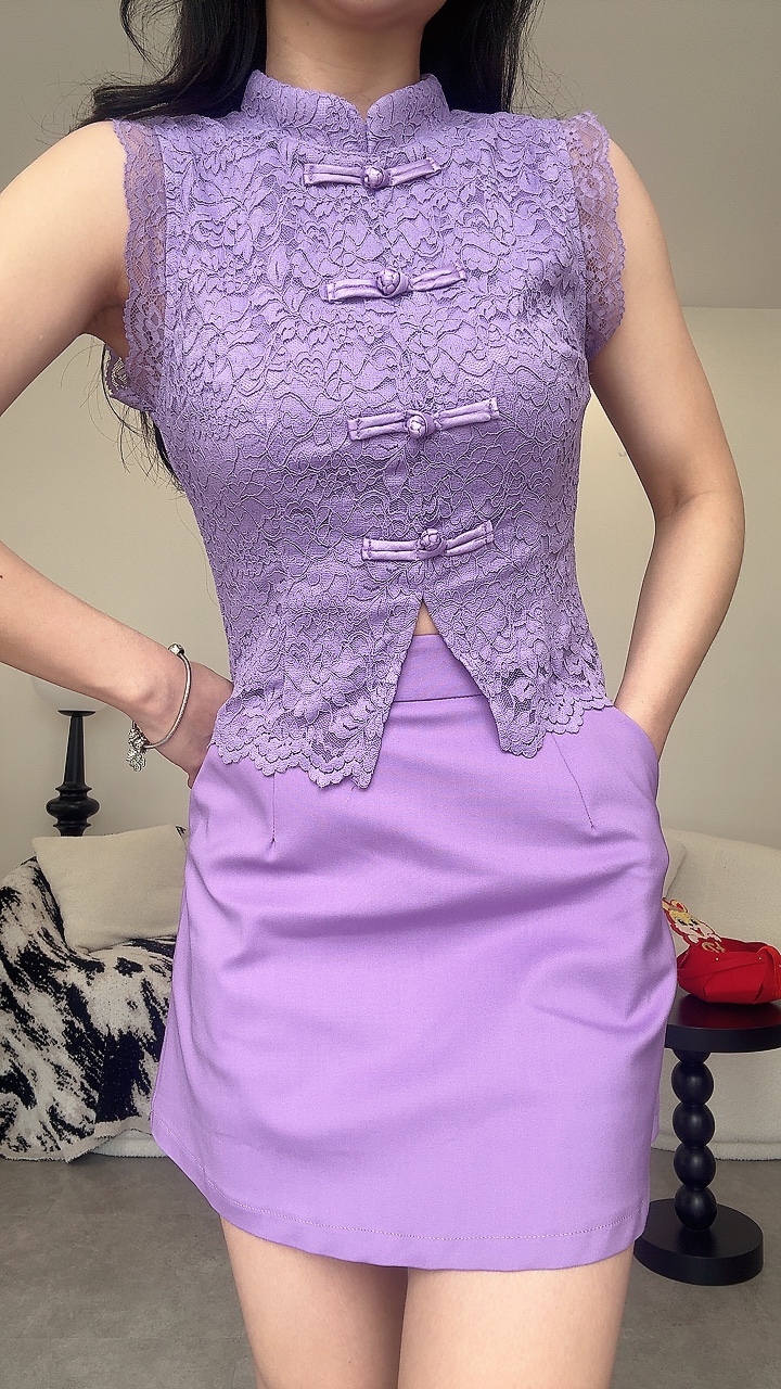 《新年》蕾丝旗袍短裙套装