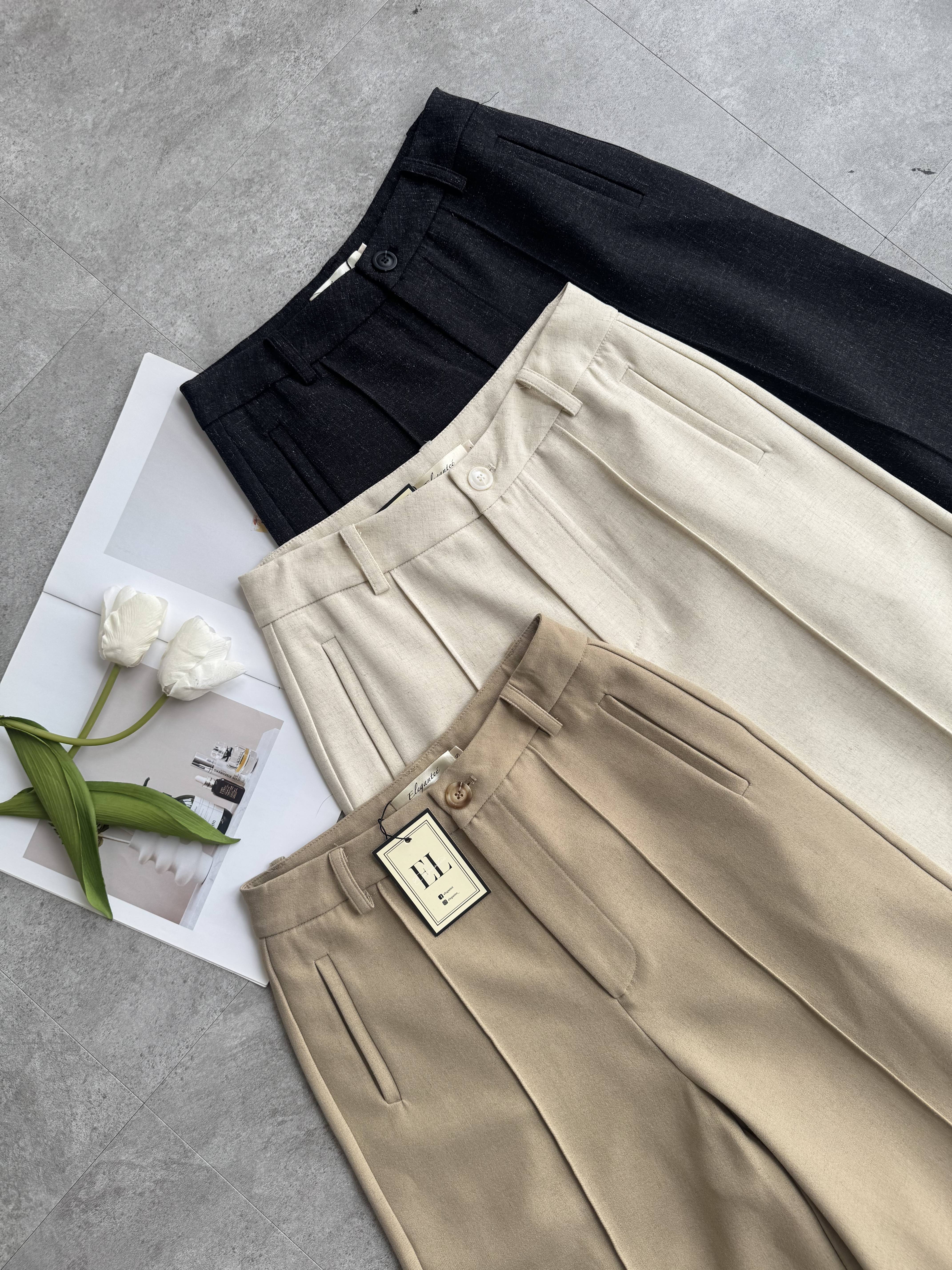 <EL高级系列> 高级麻厚版直线阔腿裤