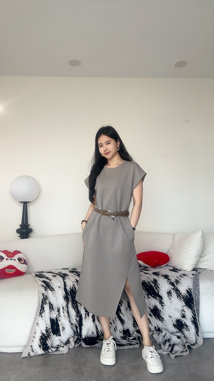 休闲连身裙Tee-有口袋