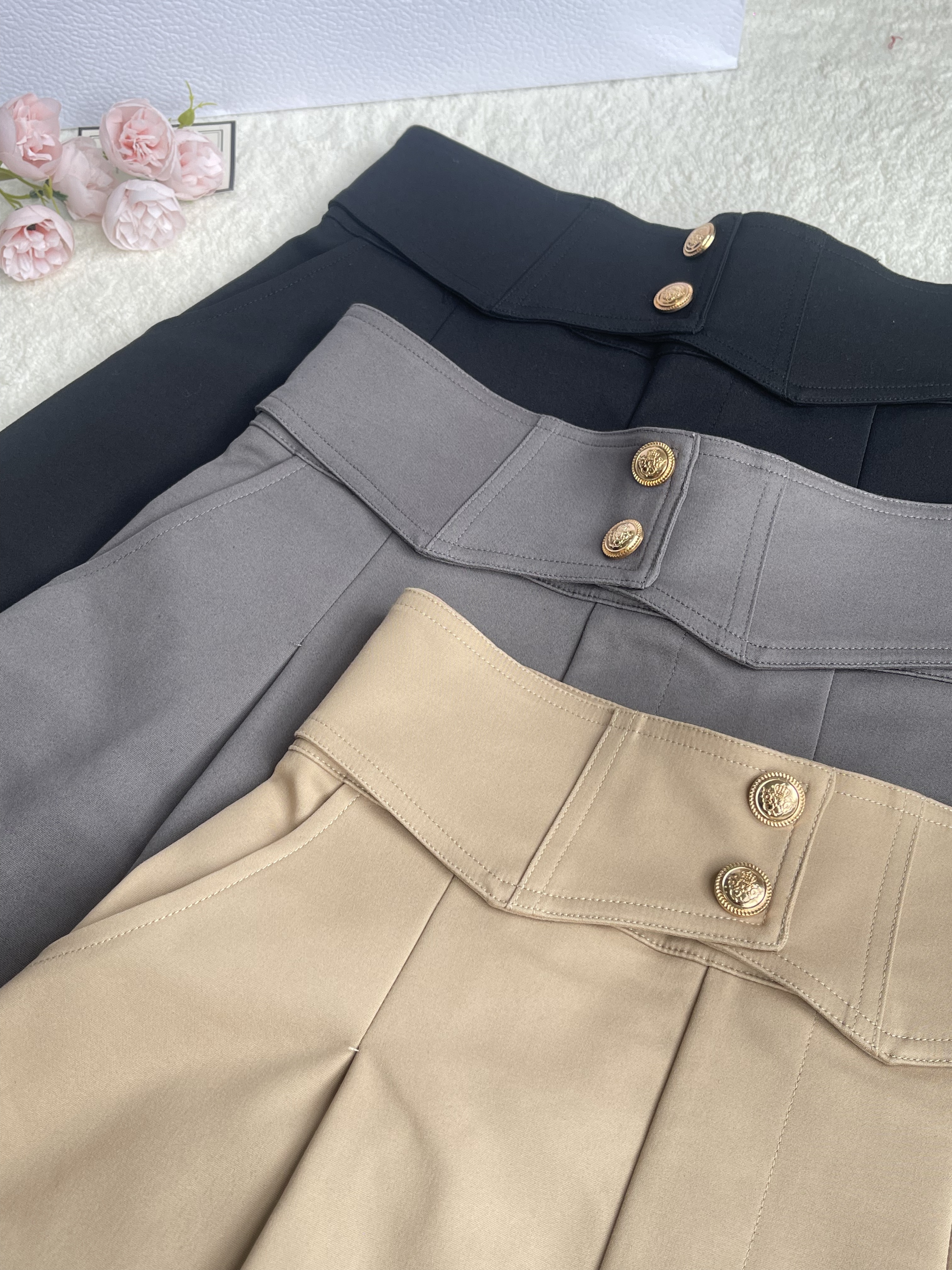 C. 2金扣高腰4分裤