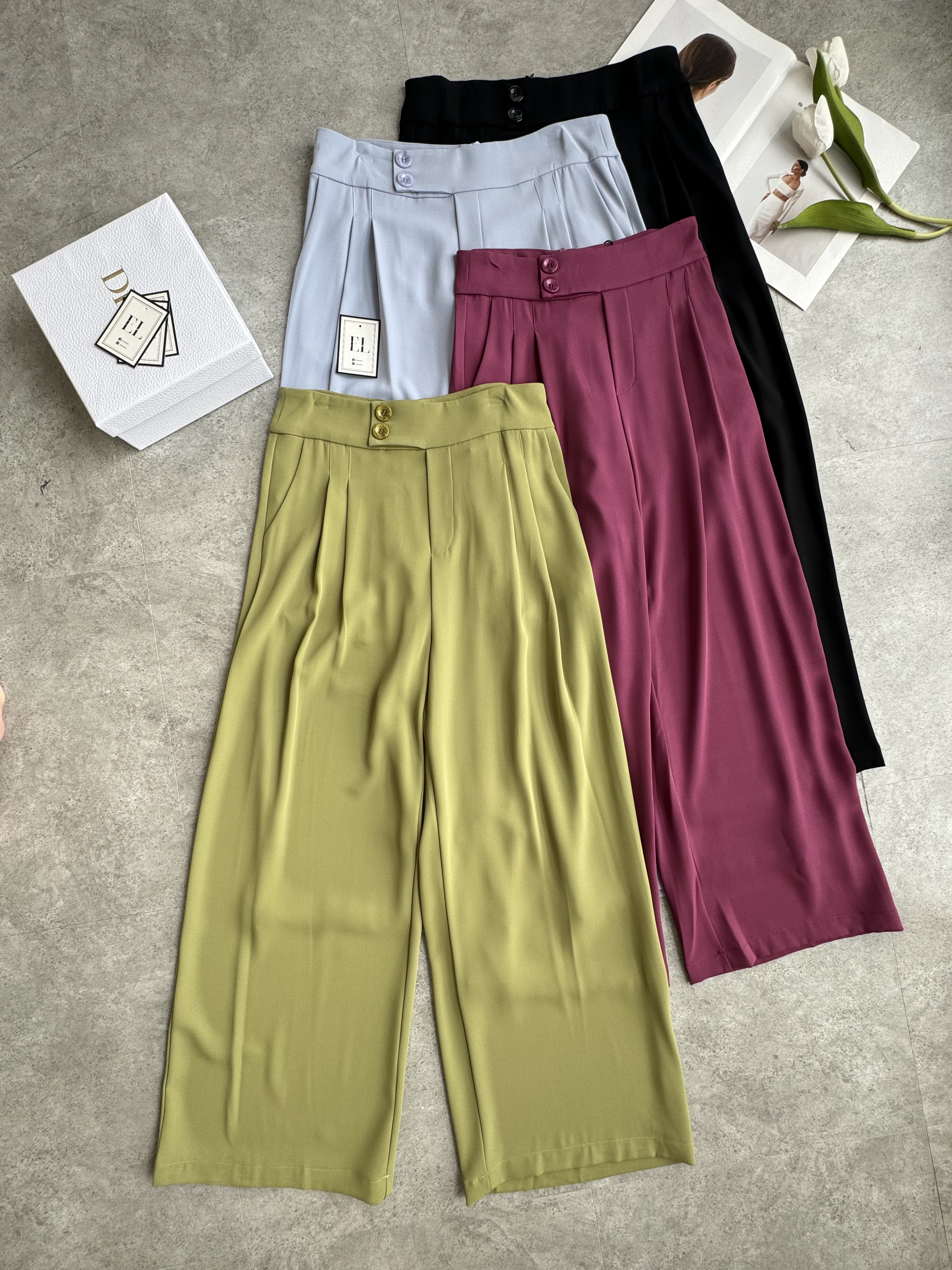 (高档面料)垂直高级感高腰阔腿裤