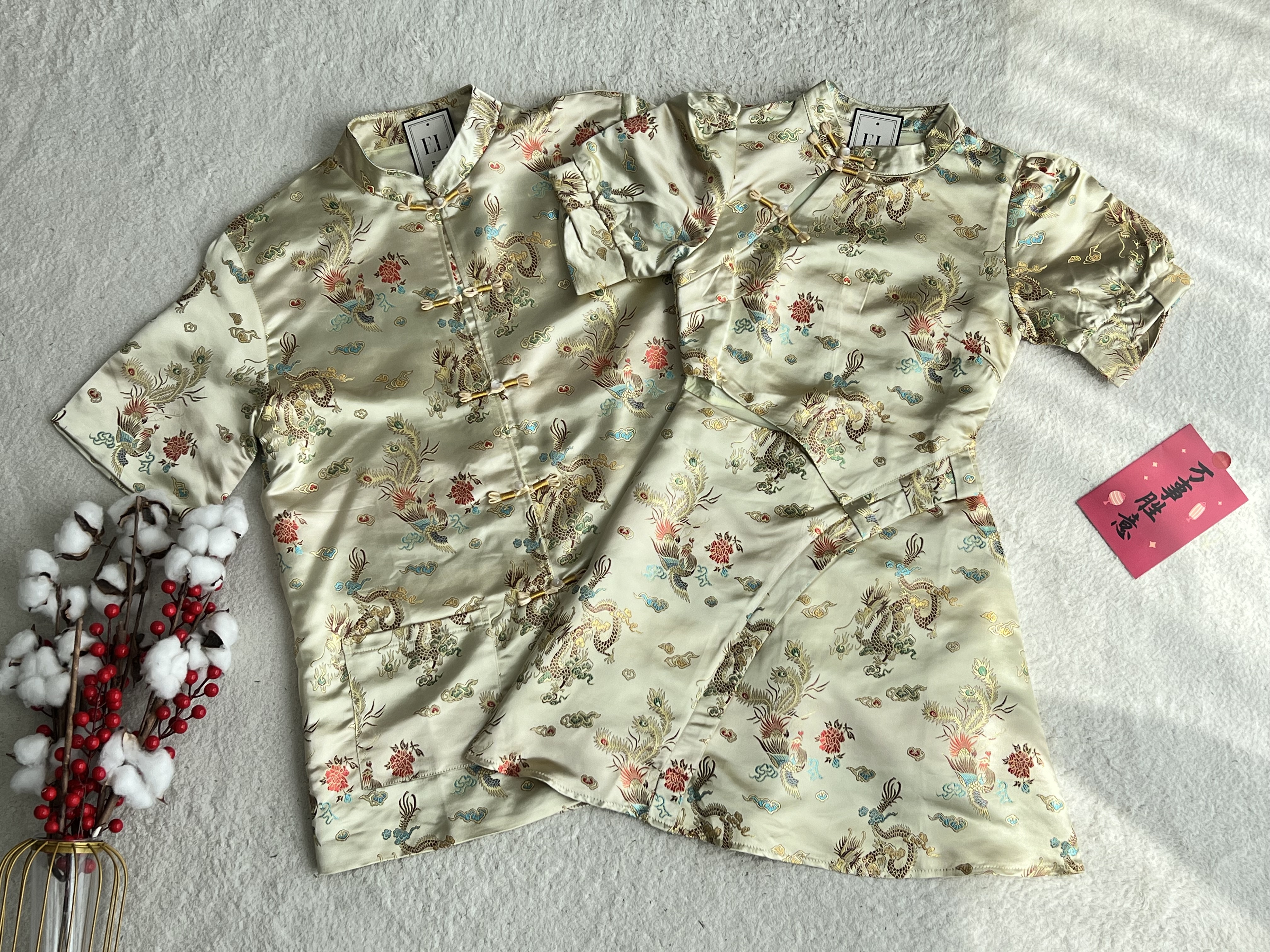 （情侣-男）彩色龙凤刺绣唐装