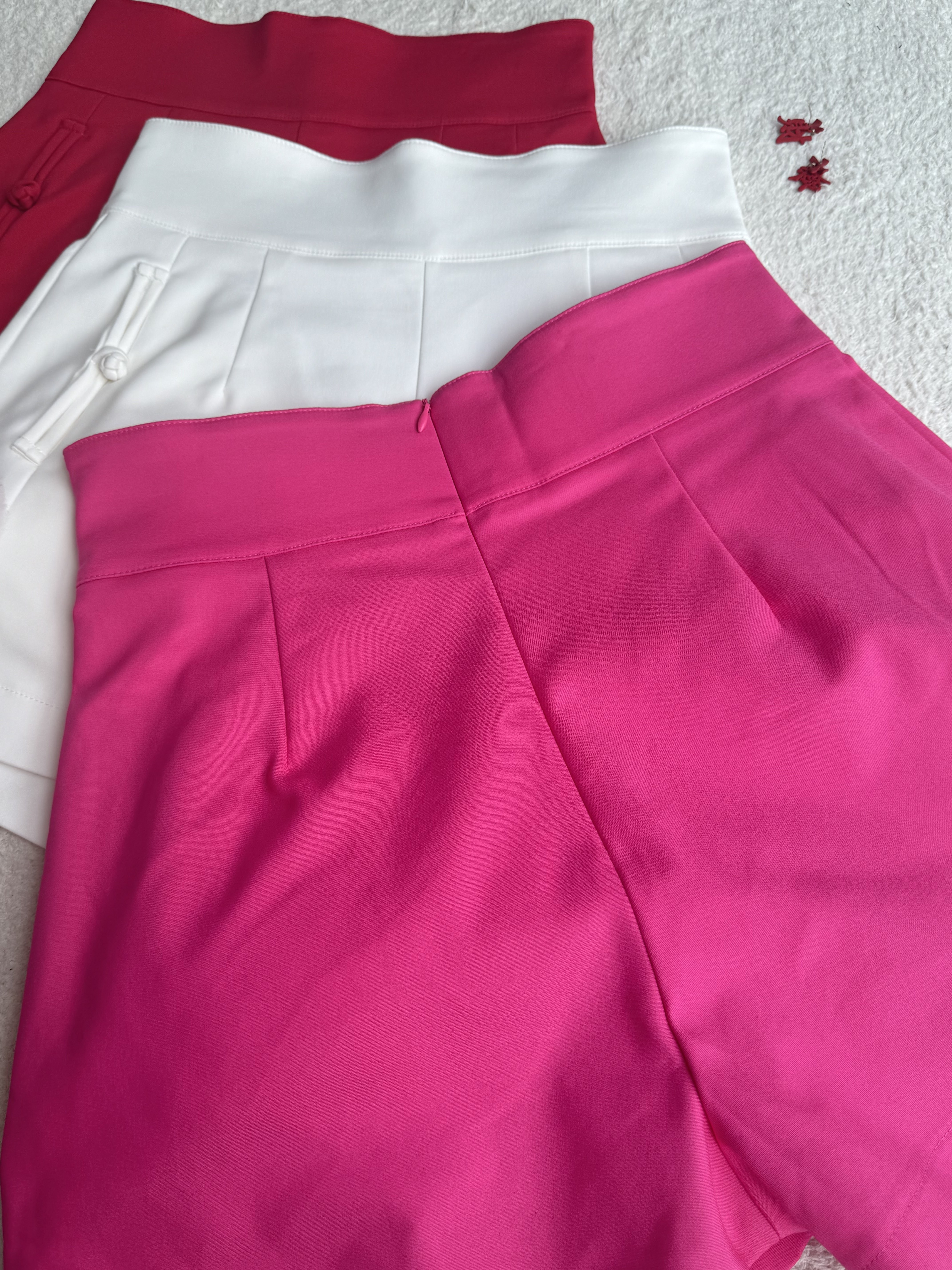 旗袍扣口袋厚腰线短裤