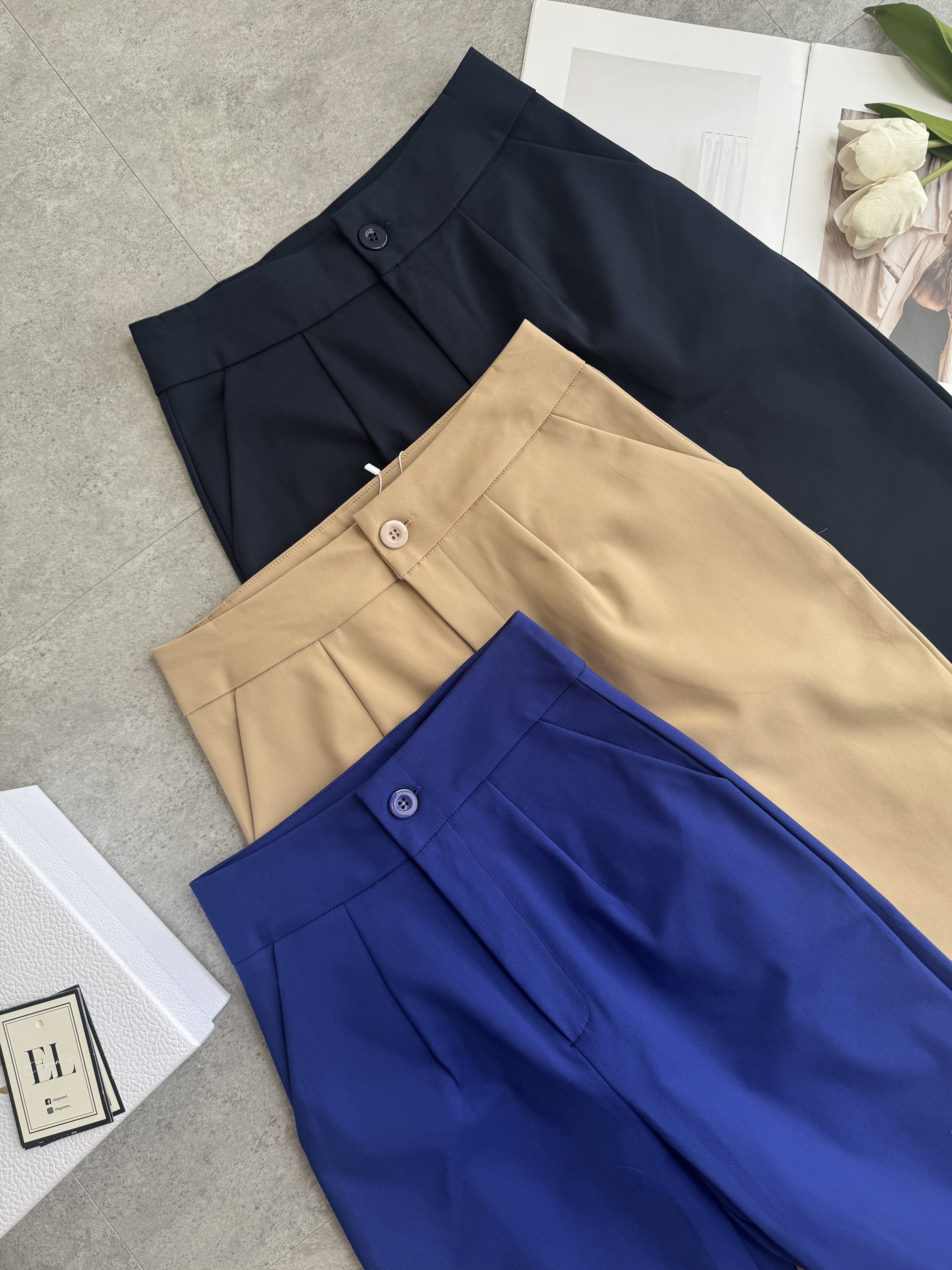 哑面高腰烟管裤