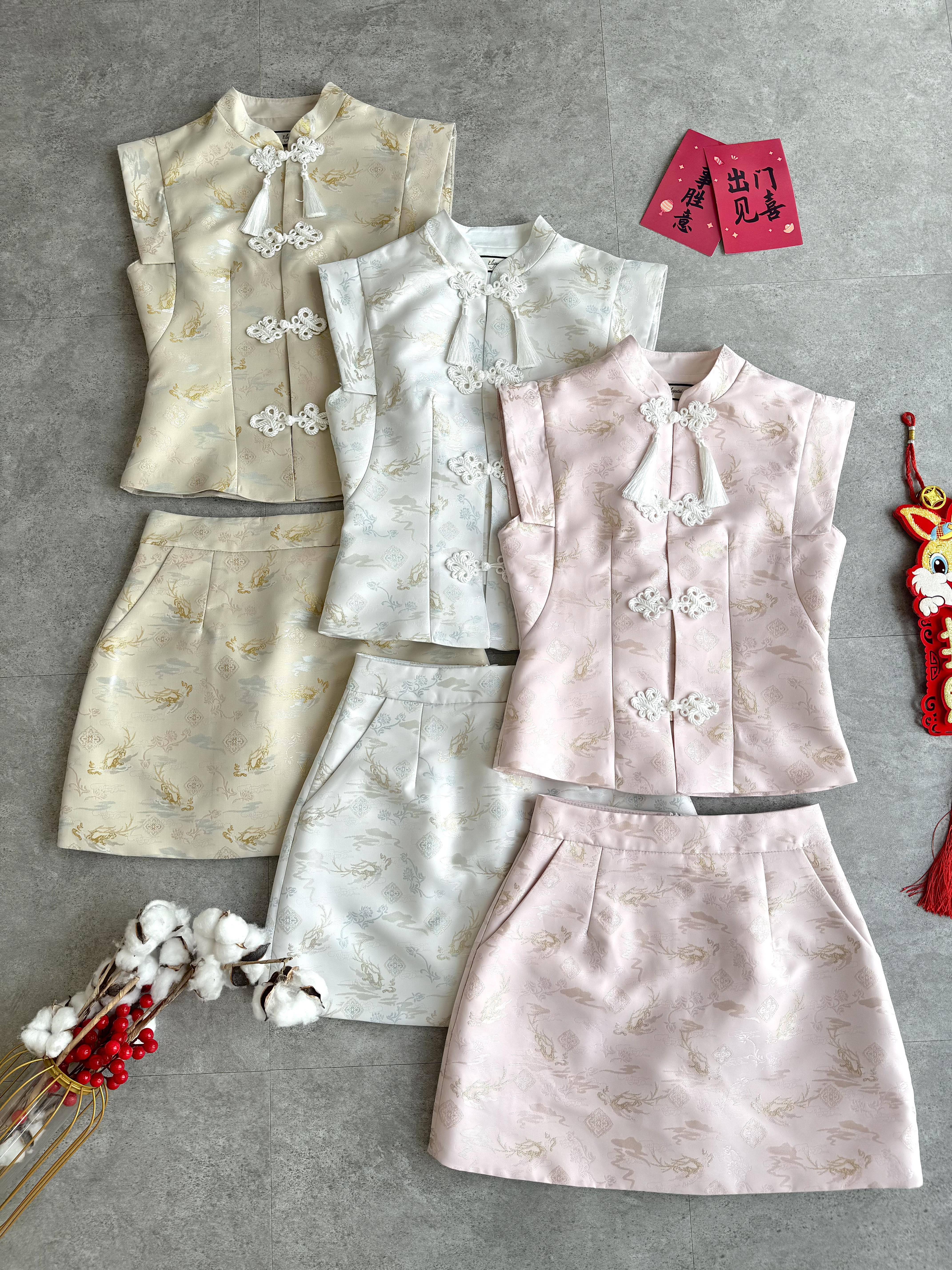 (BO-DEC)《亲子-女》仙境火云刺绣旗袍套装