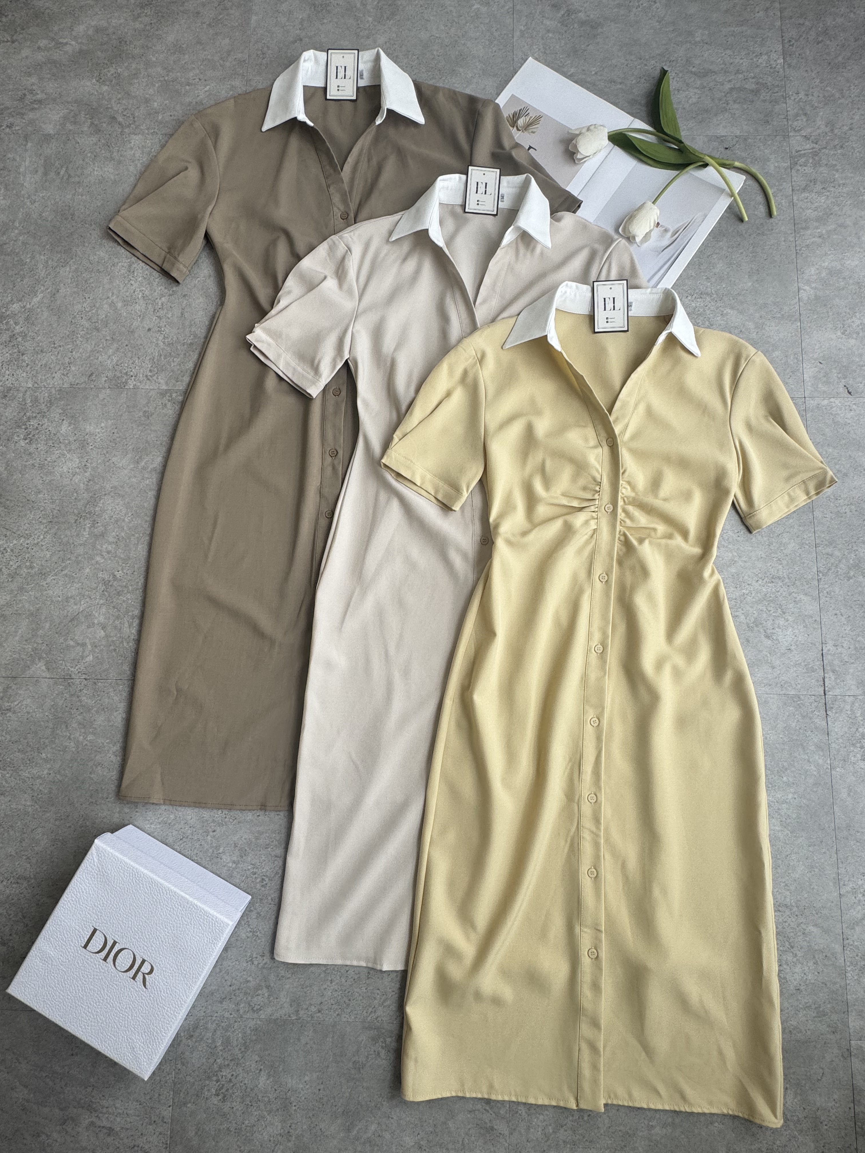 复古气质腰褶皱拼色Dress