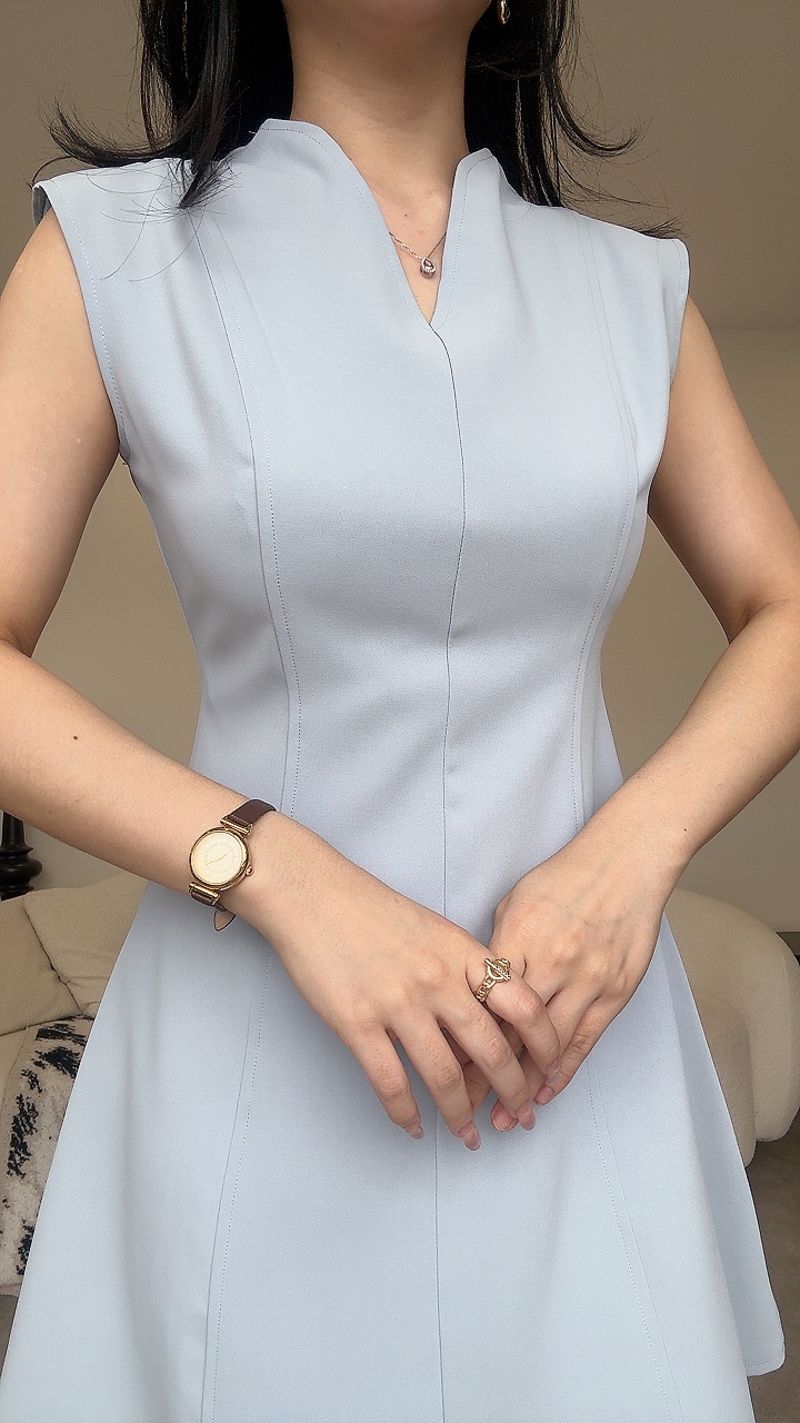 简约V领C袖Dress