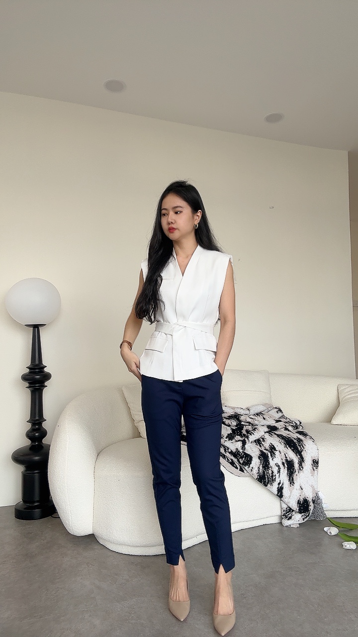 Skinny中腰西装长裤