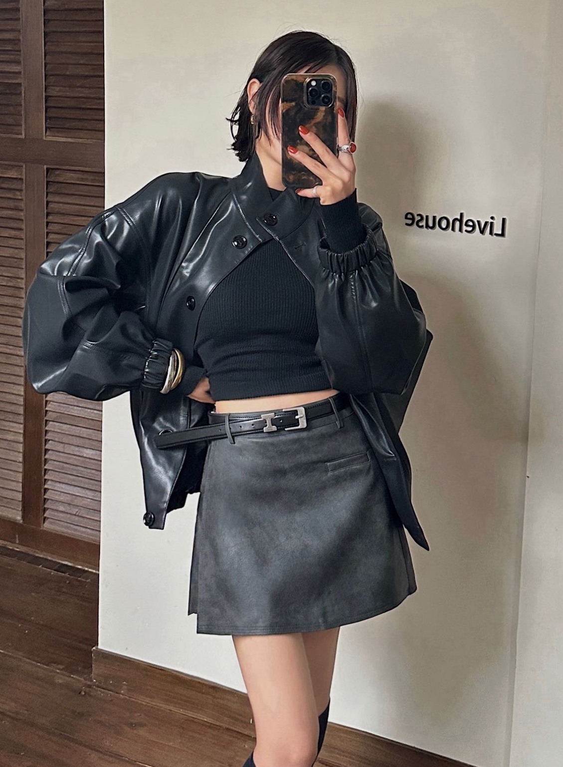 韩版EI皮带野性皮裙