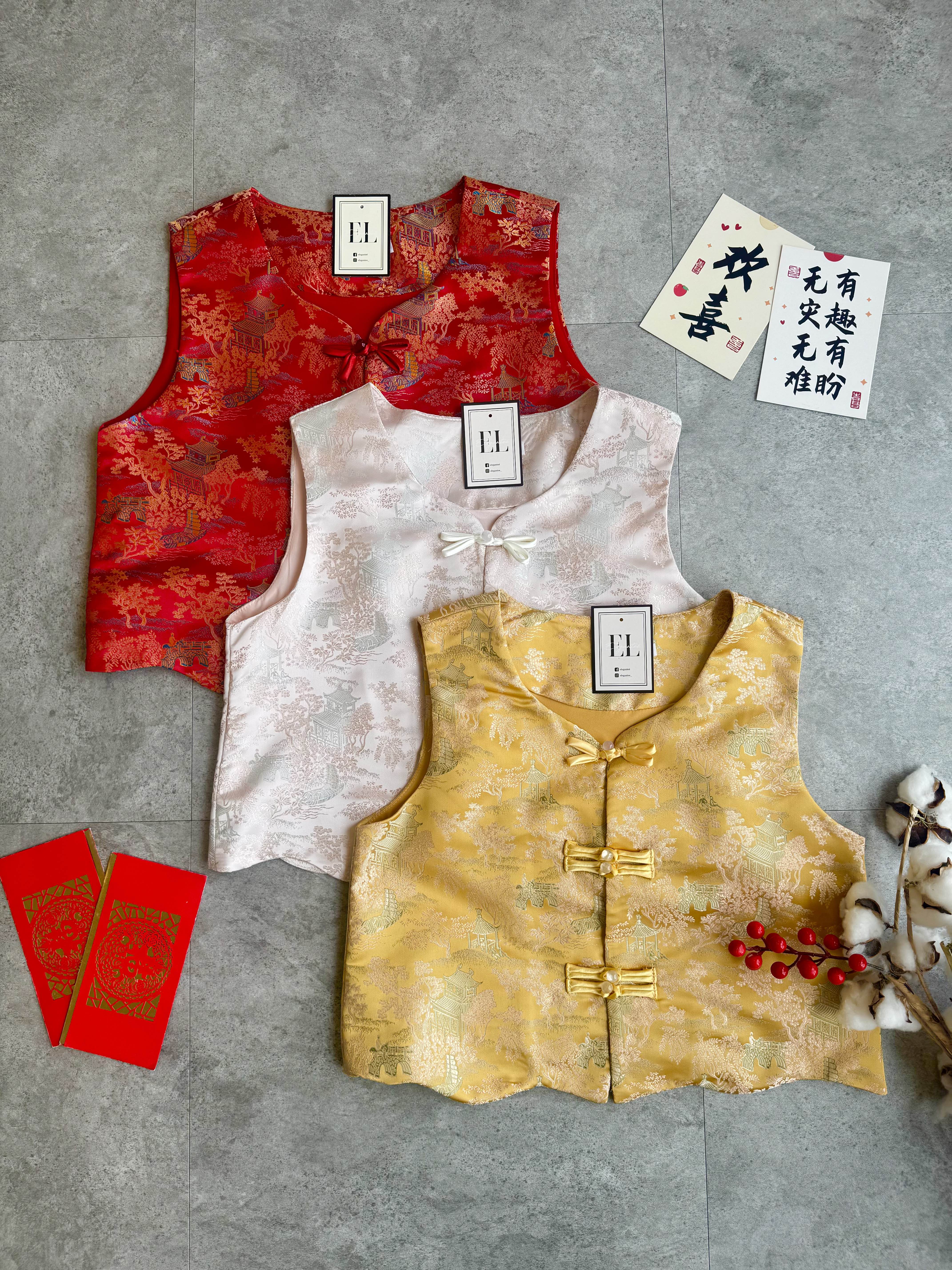 《新年》阁楼花园刺绣图马甲