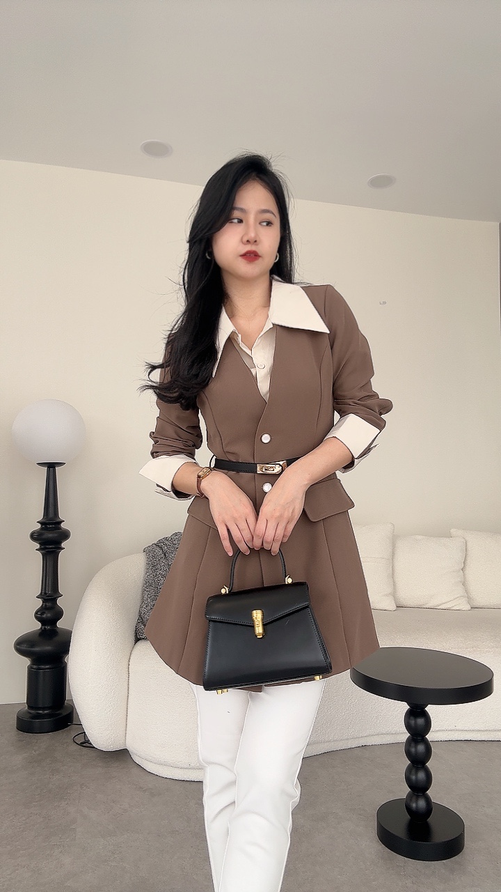 假两件外套衬衫职场风一件式