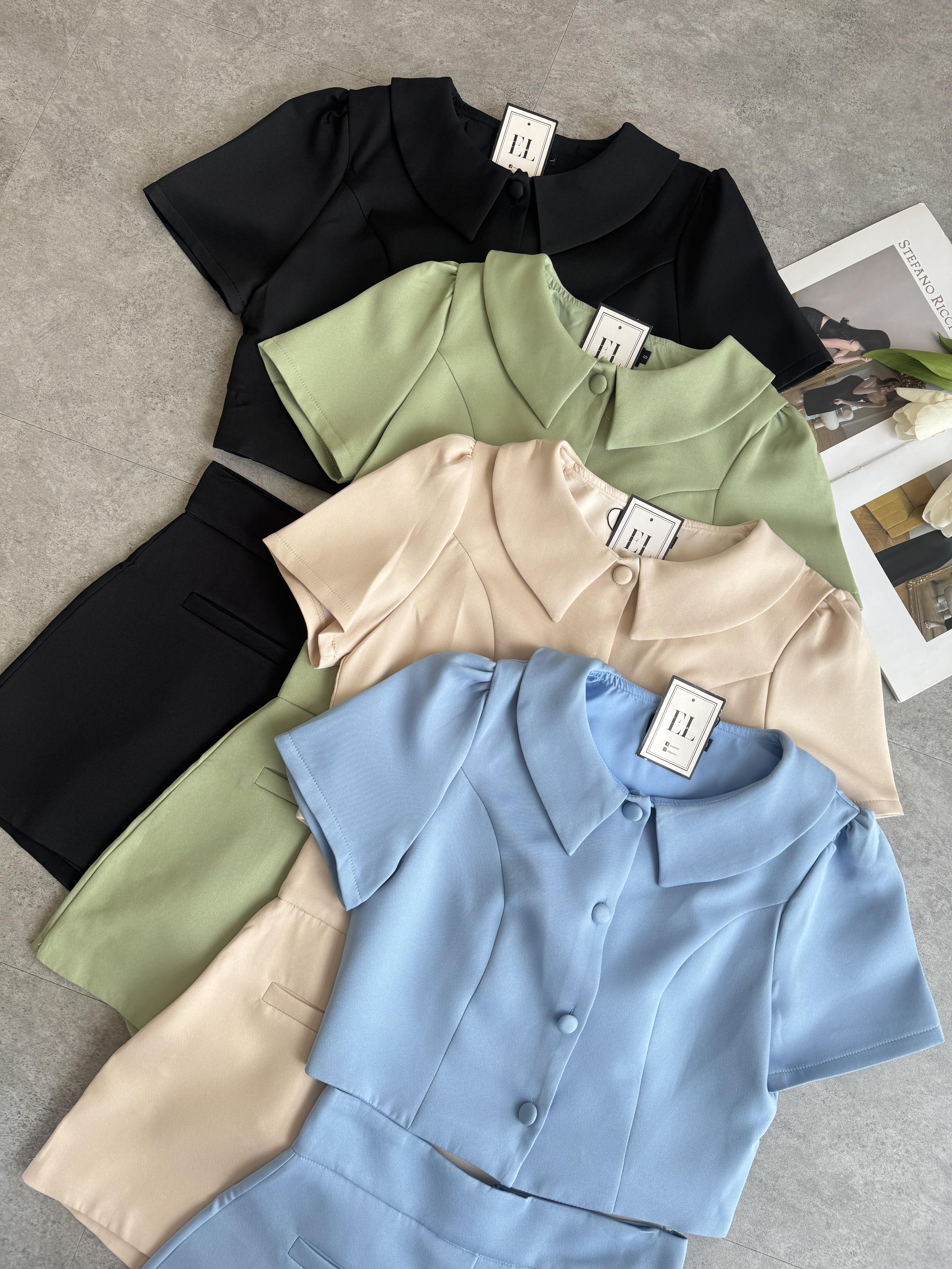 复古甜美圆翻脸学院风裤裙套装