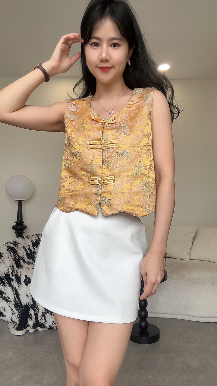 《新年》阁楼花园刺绣图马甲