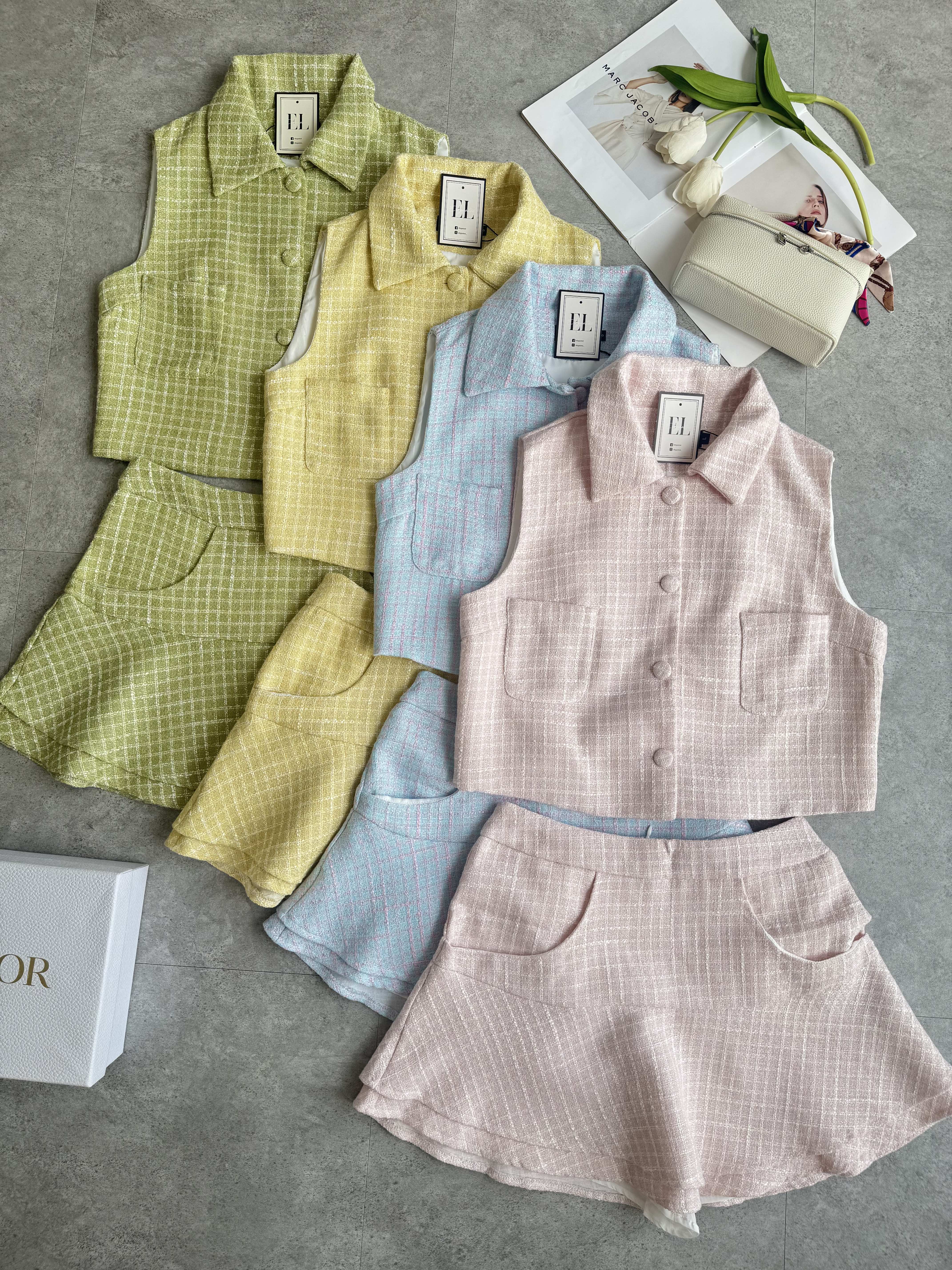 多巴胺小香风短裙套装