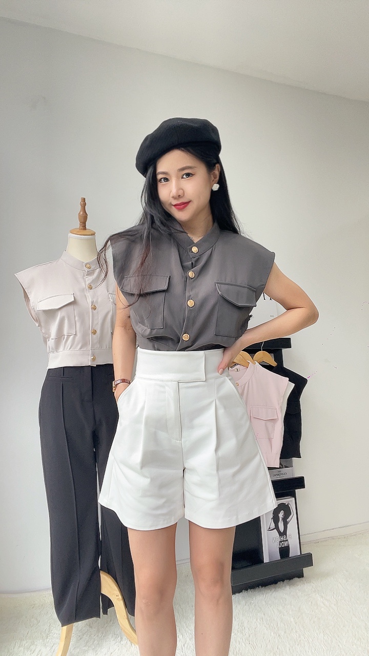 厚腰线西装4分裤