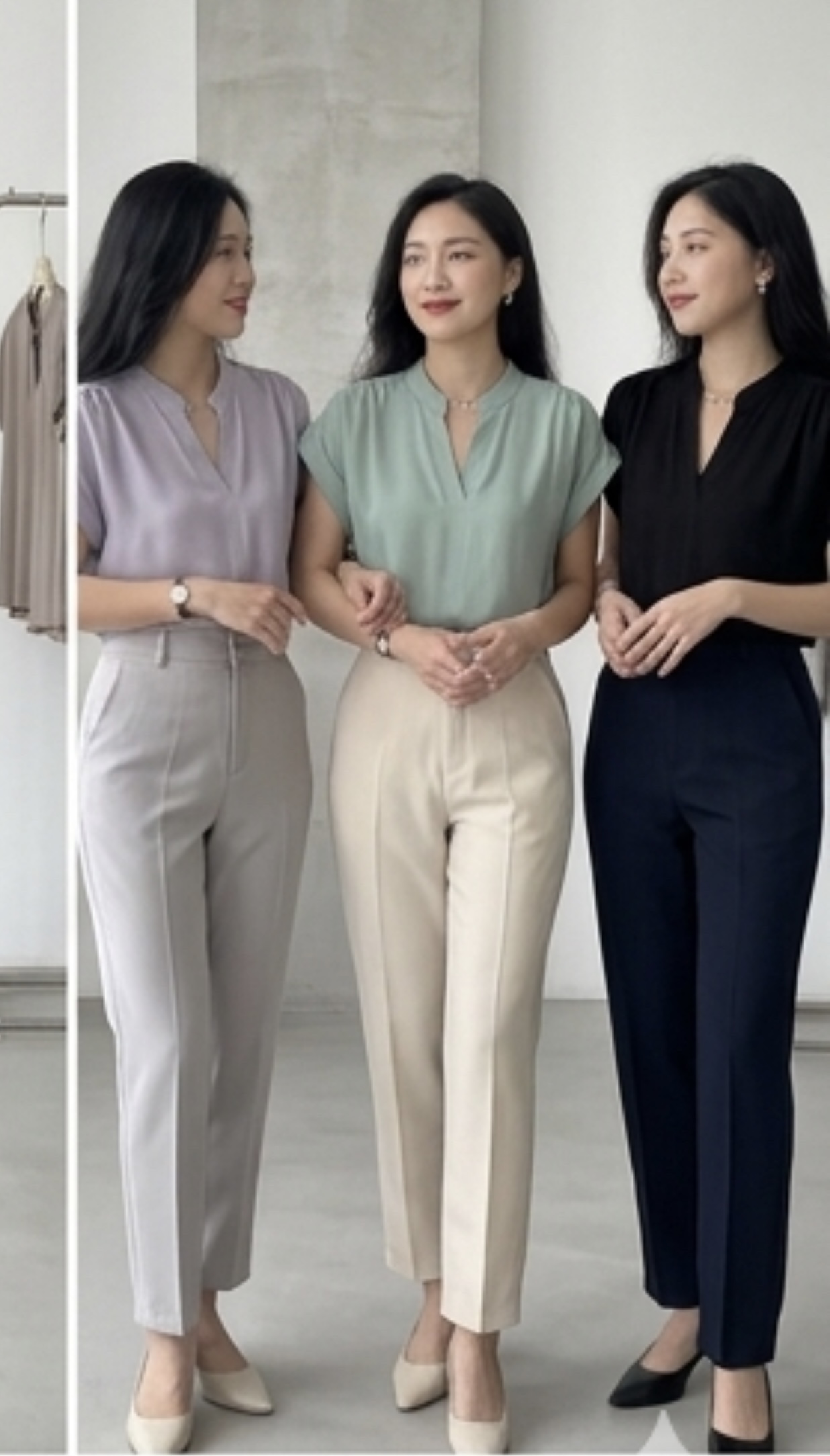 New雪纺立领卷袖Top