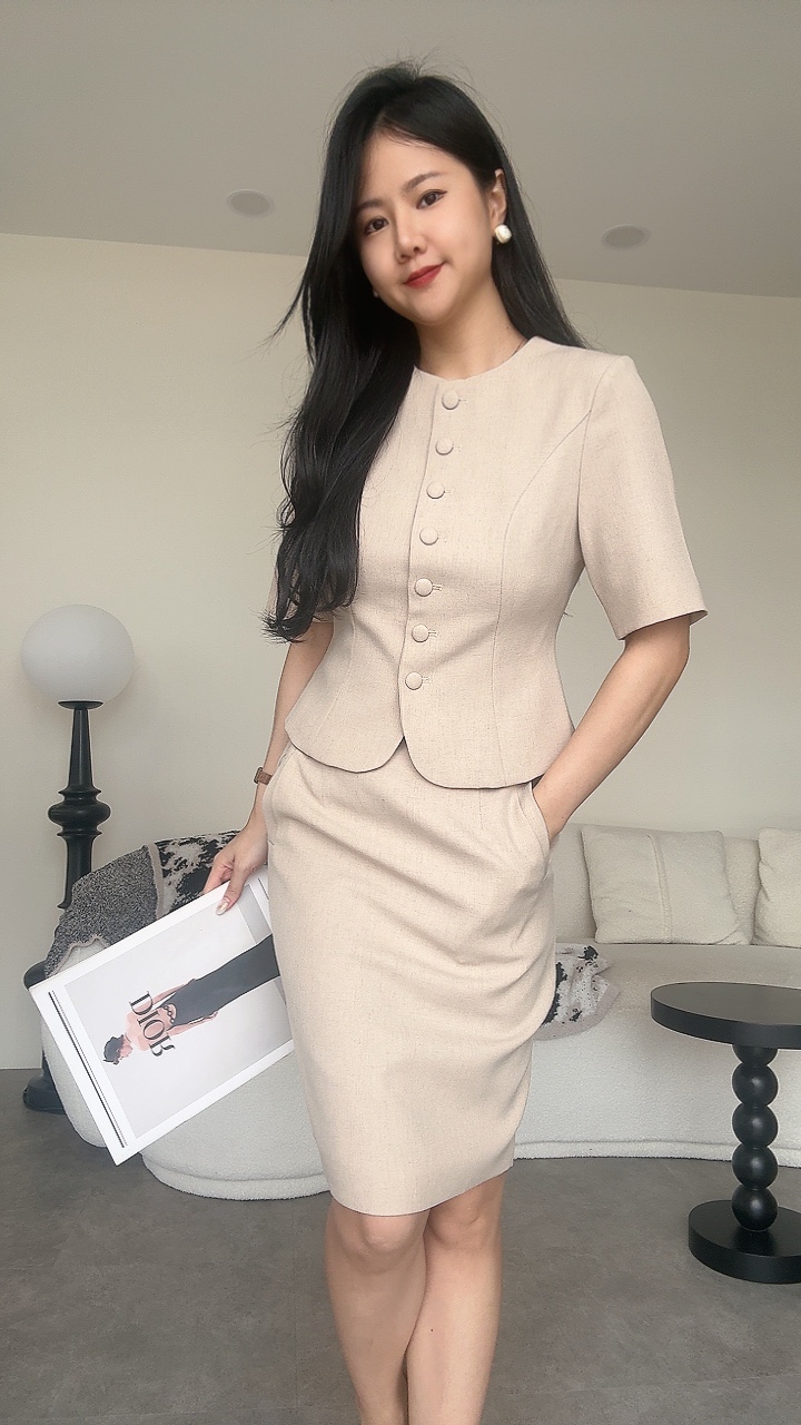 <EL高级系列> 贵气直排纽中短袖单衣外套