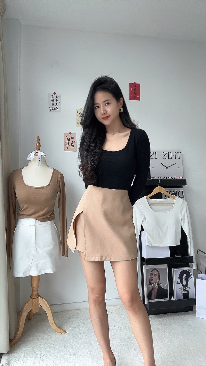 舒服厚棉胸垫百搭长袖CropTop -超推荐