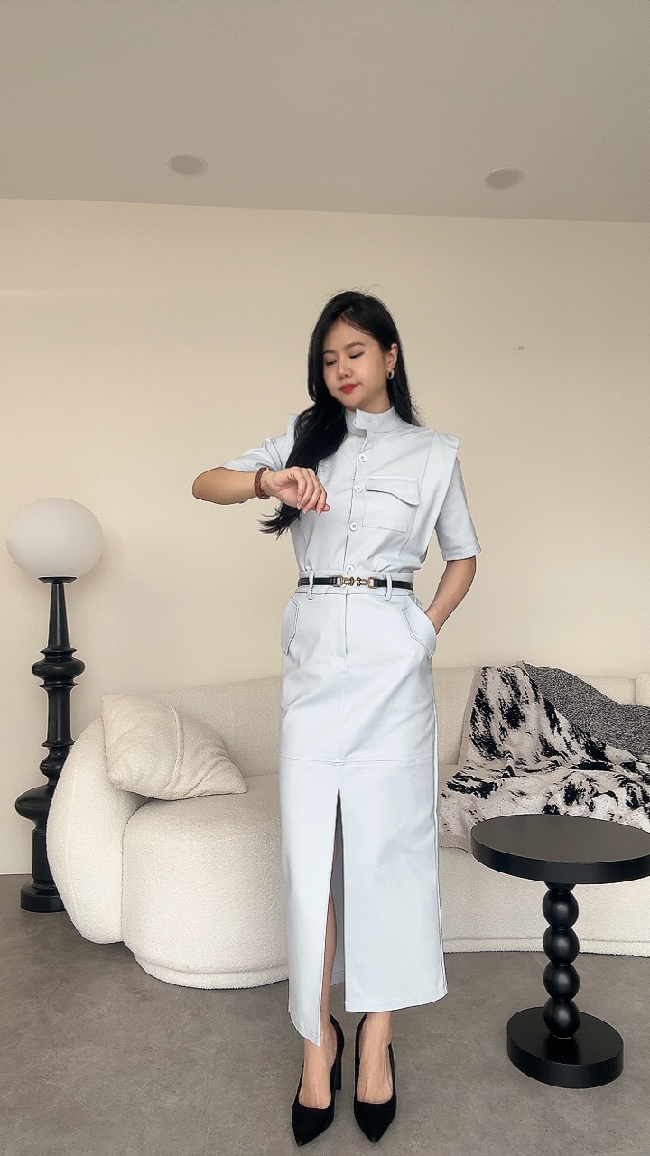 挺拔个性工装风长裙套装