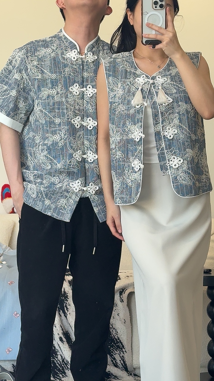 《情侣-男》 Dior Inspired牛仔刺绣唐装