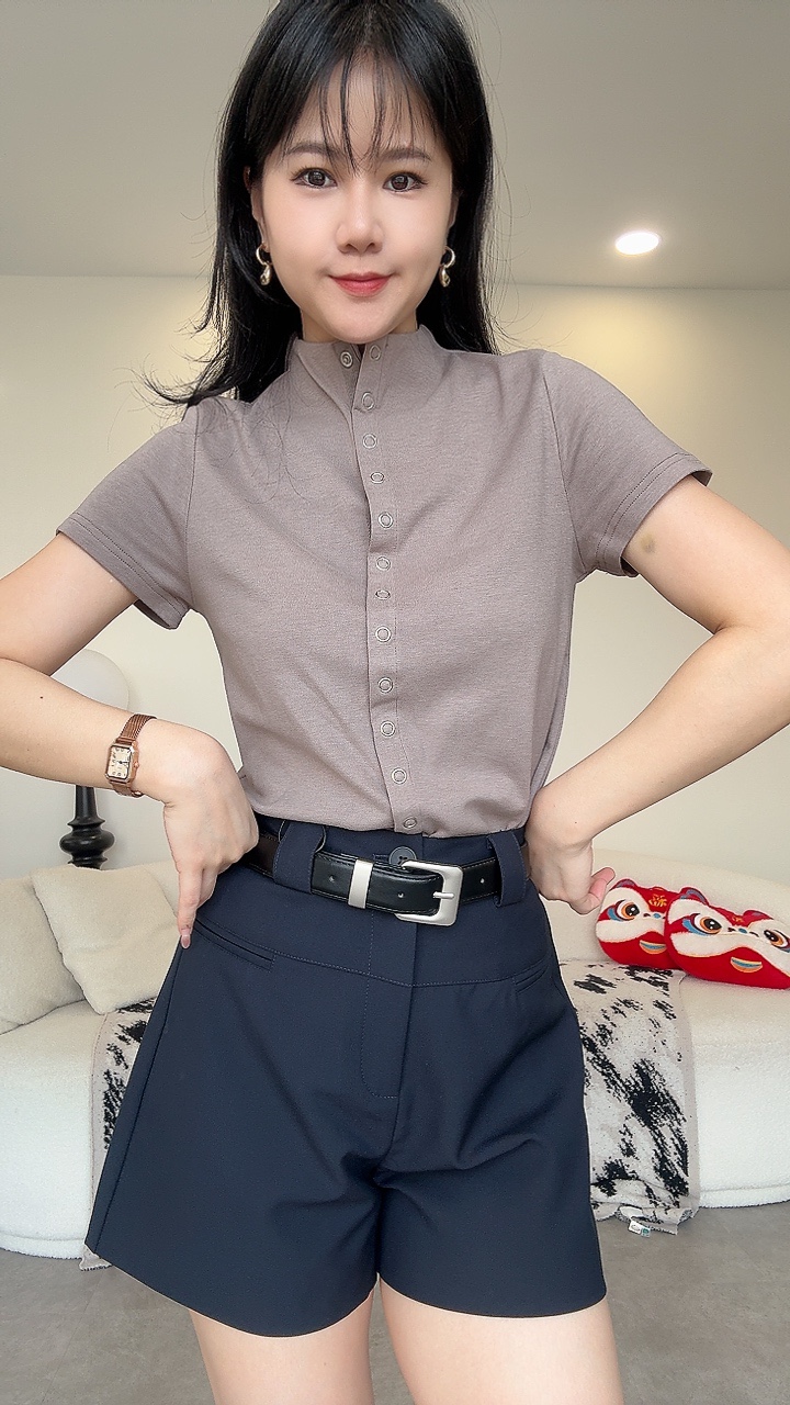舒服细纱面短袖开衫Tee
