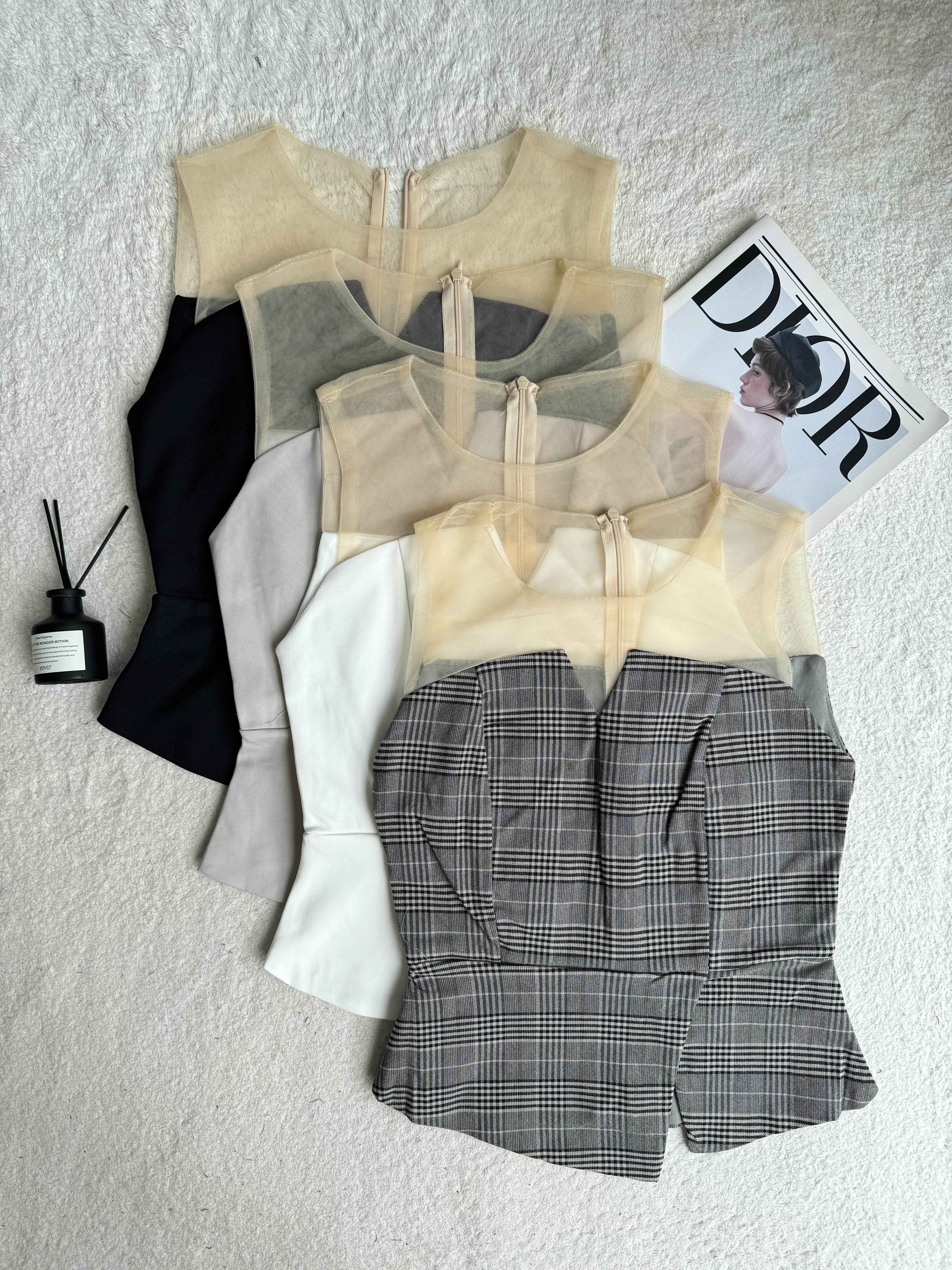 淑女抹胸+网纱拼接上衣