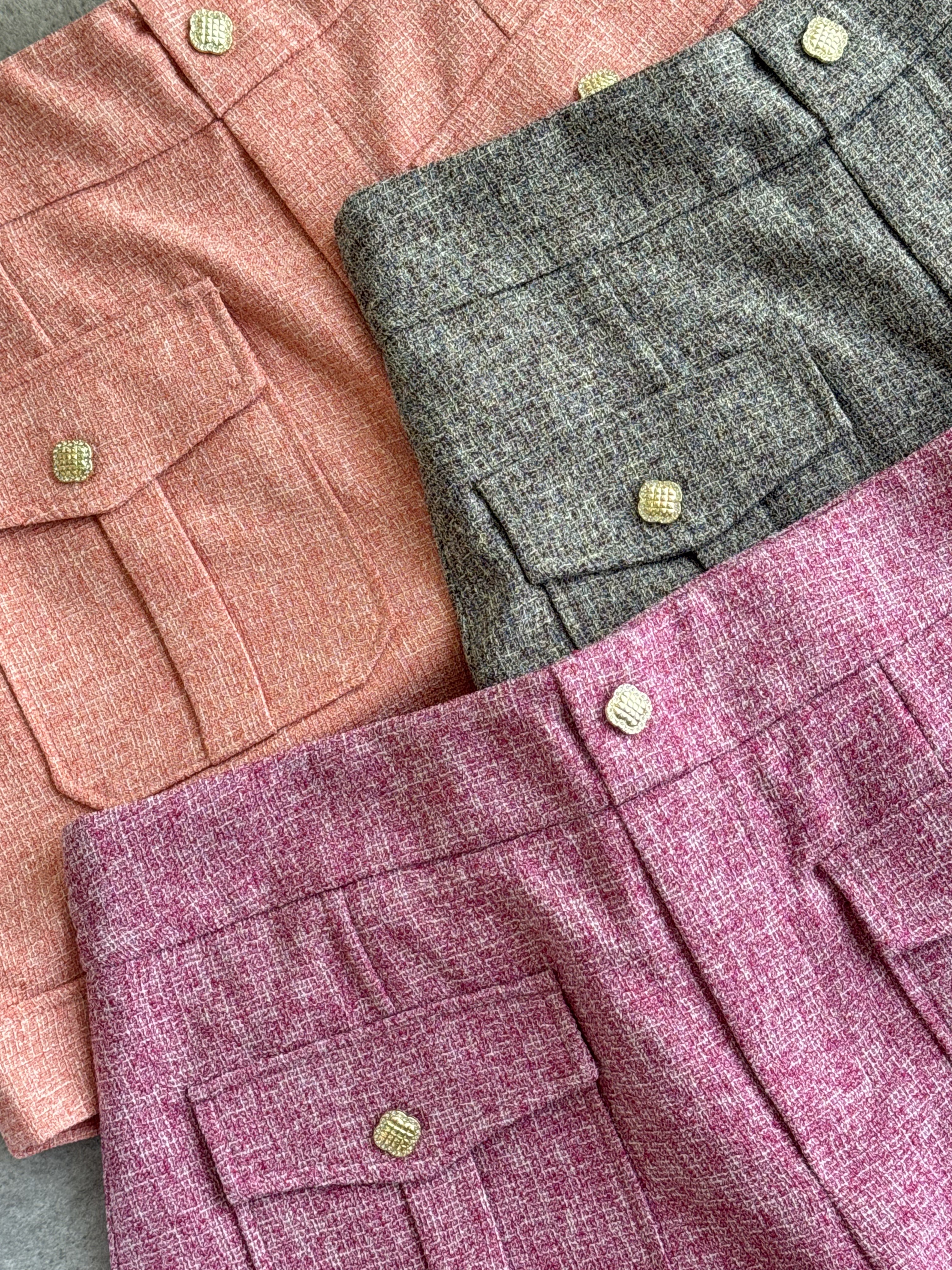 《高品》 小香方形钻扣短裤