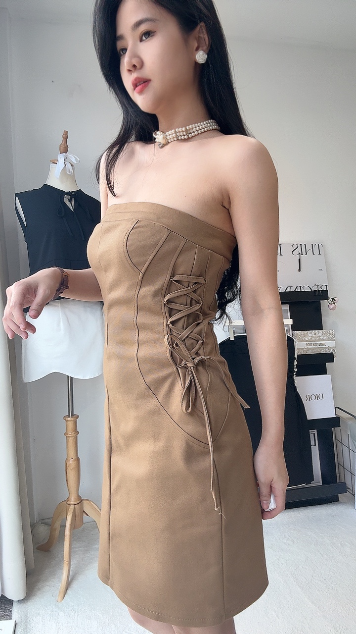 腰间辫带平口Dress