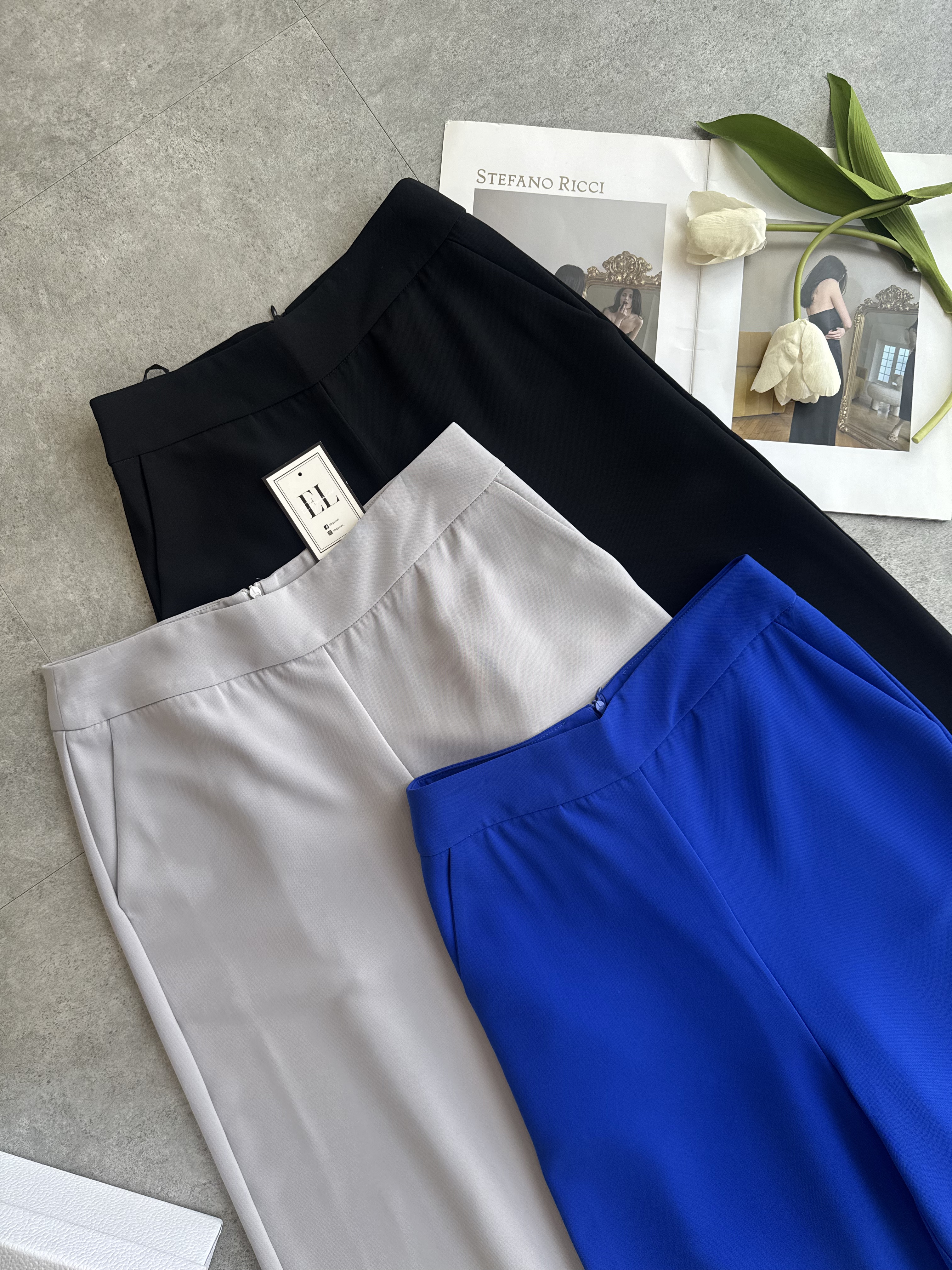 《高品》简约大气西装滑面直筒阔腿裤