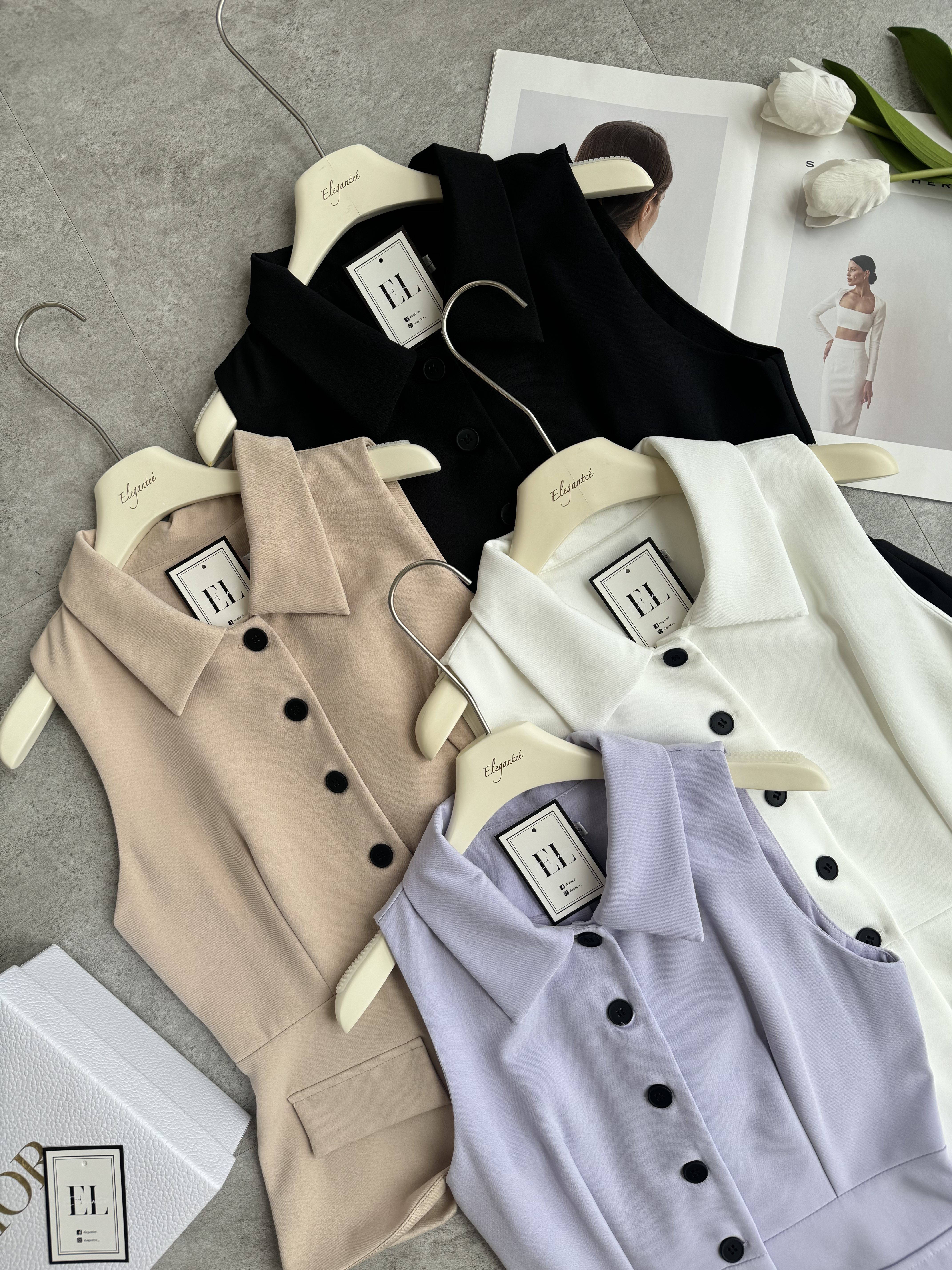 无袖黑口Peplem上衣