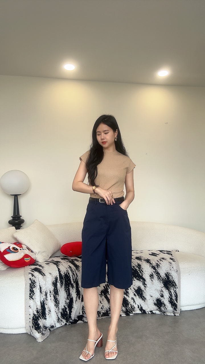 高腰6分裤（过膝盖）-腰带