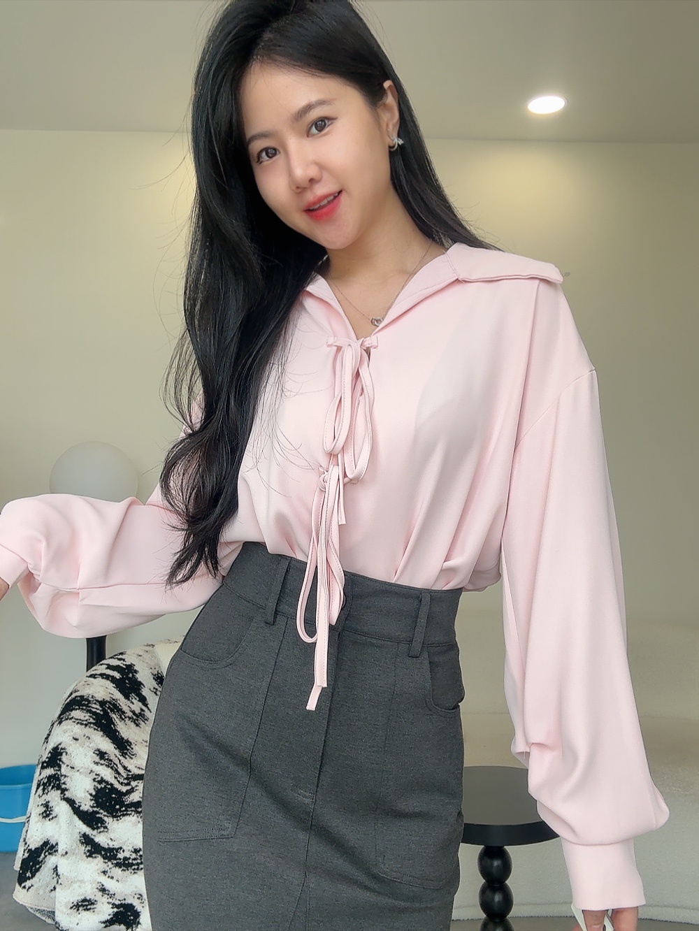 抗皱蝴蝶结松弛感衬衫