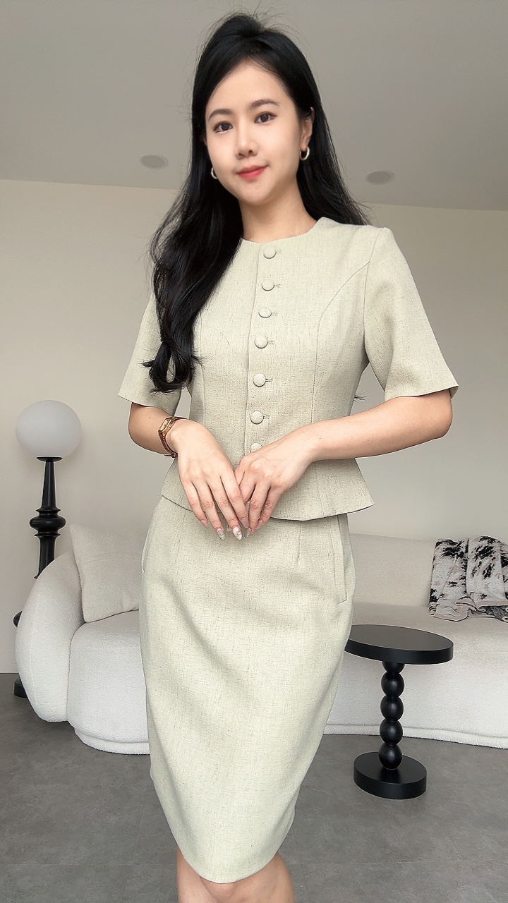 <EL高级系列> 贵气直排纽中短袖单衣外套