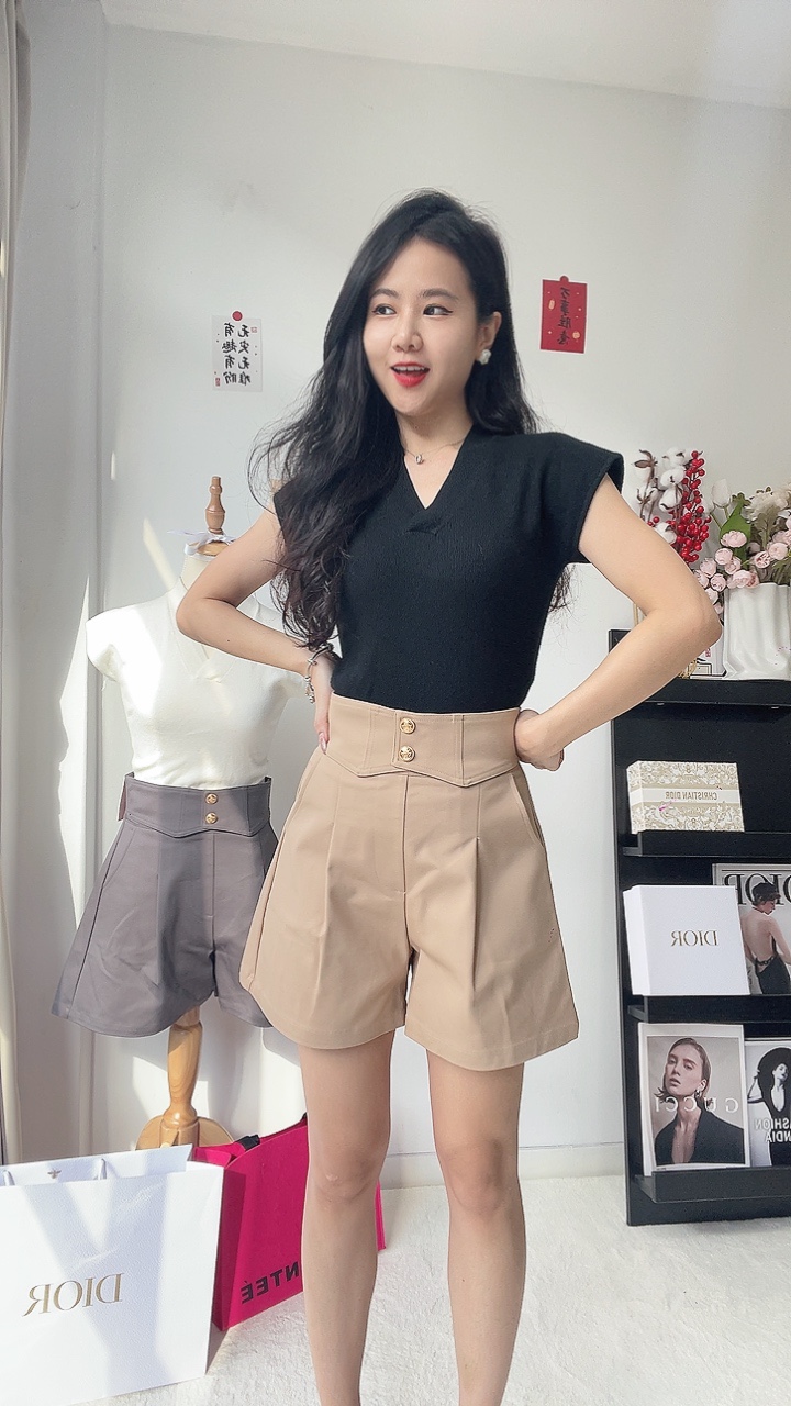 C. 2金扣高腰4分裤