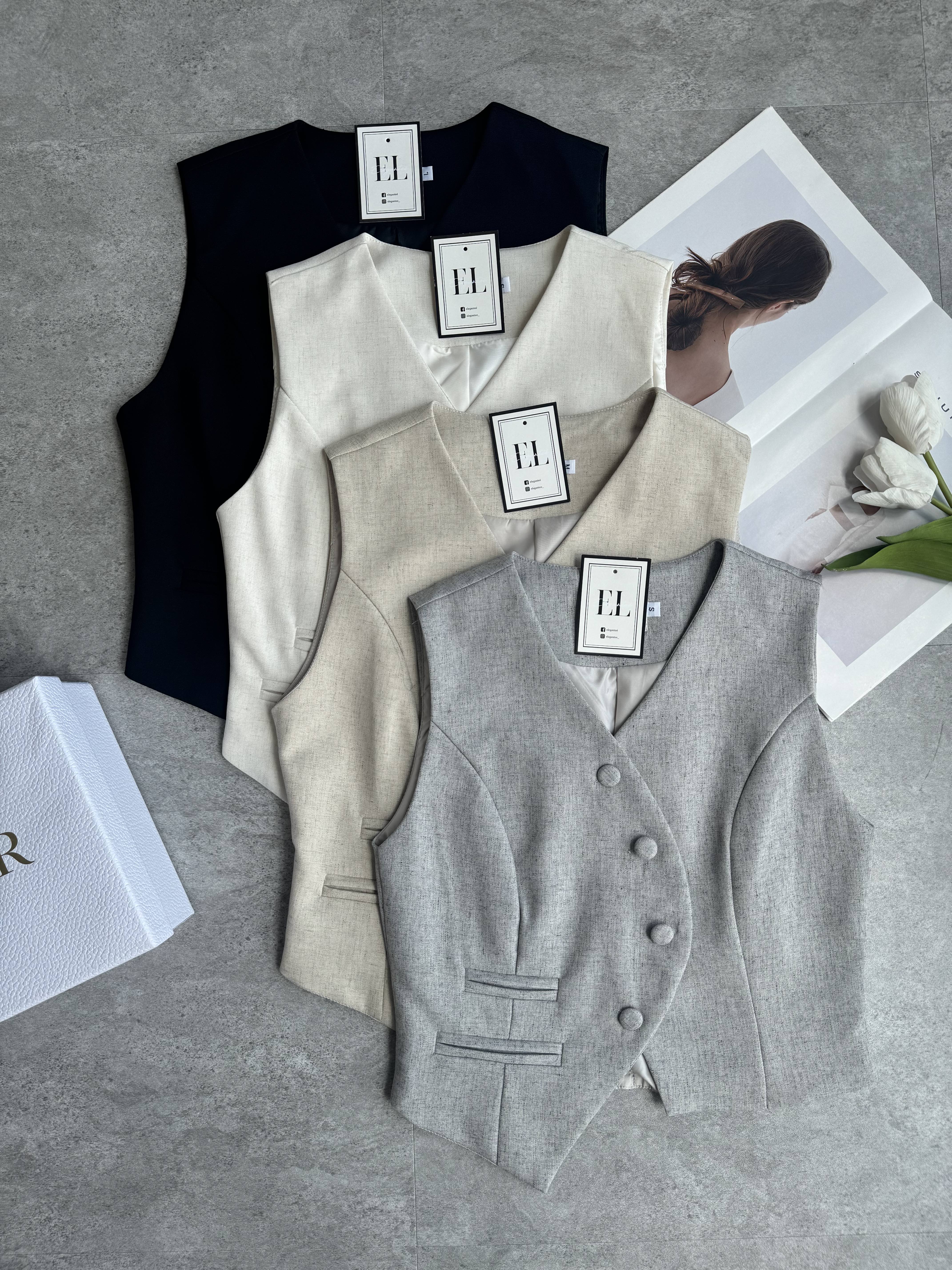 超美高级麻纹路歪扭设计马甲