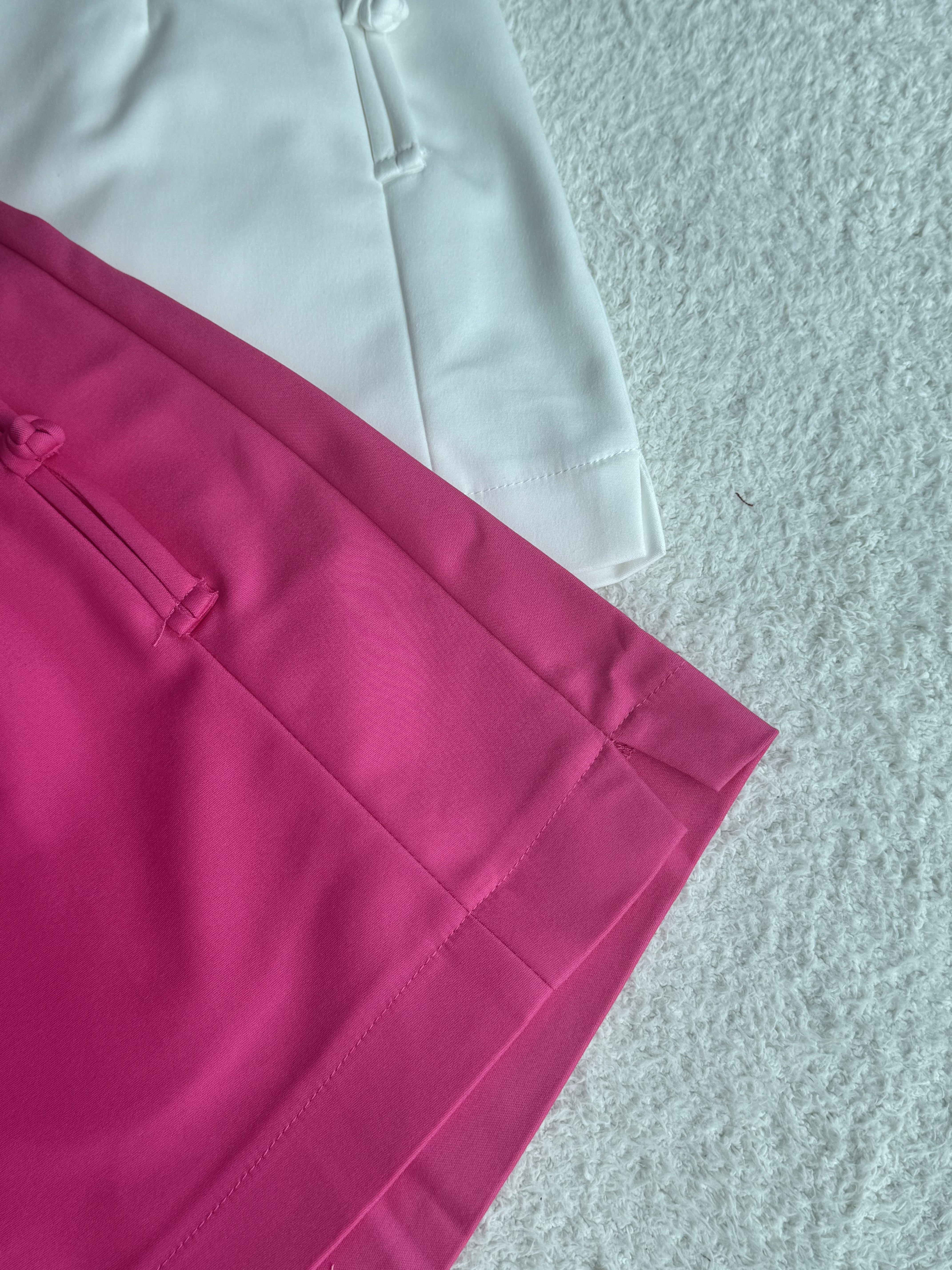 旗袍扣口袋厚腰线短裤