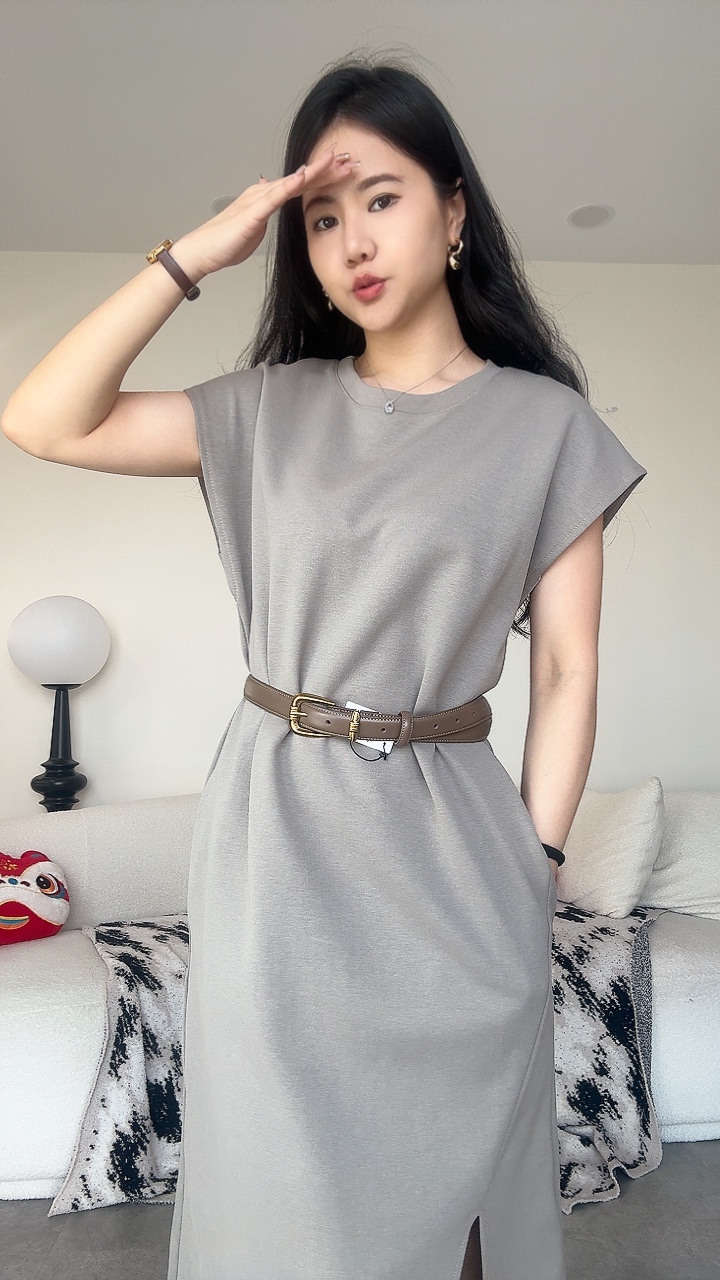 休闲连身裙Tee-有口袋