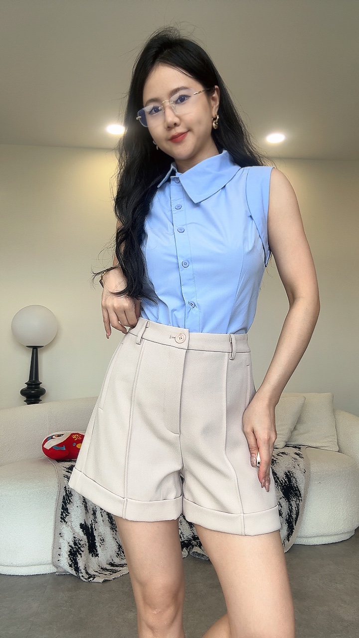 《高品》 直线卷边短裤