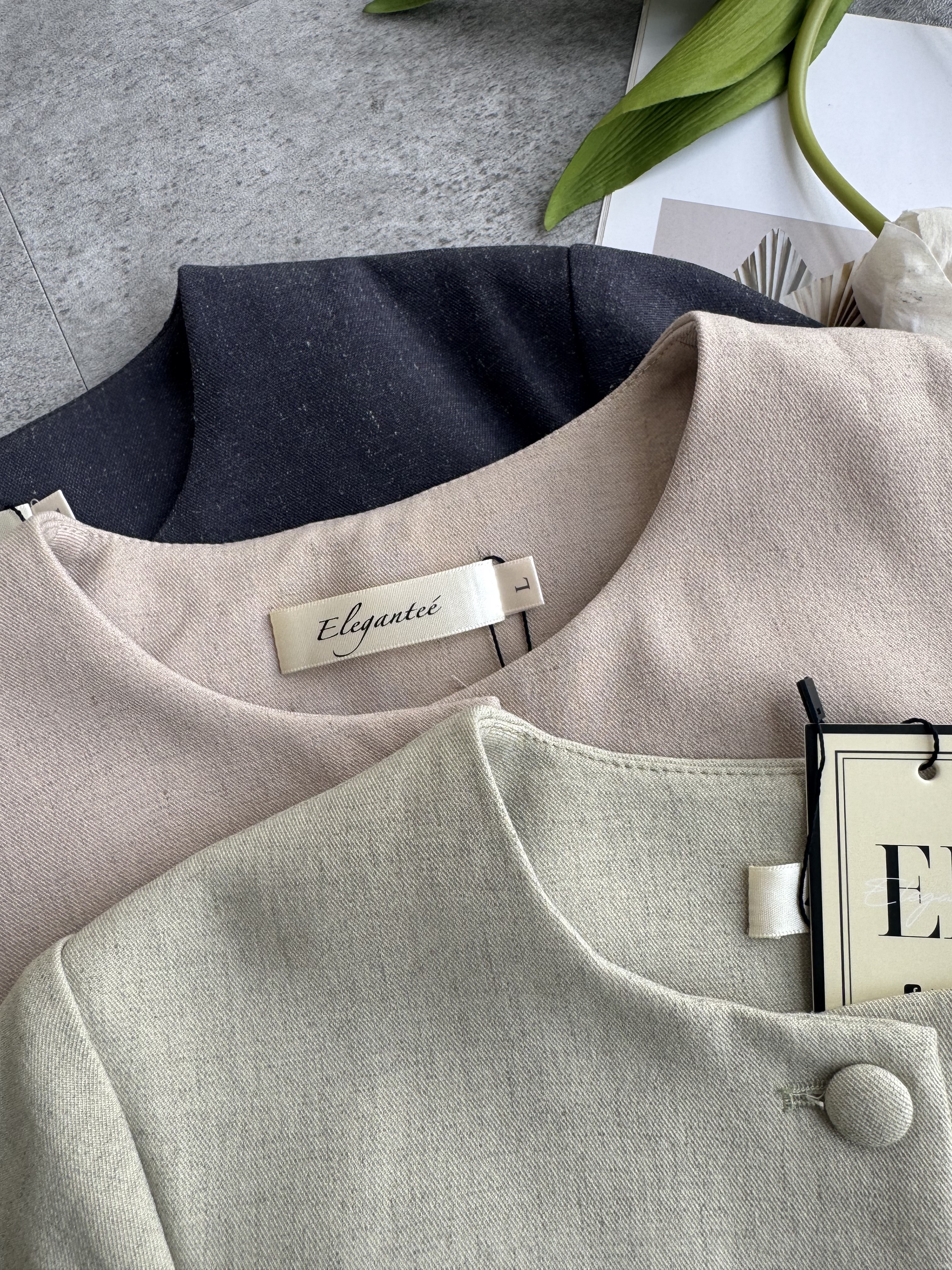 <EL高级系列> 贵气直排纽中短袖单衣外套