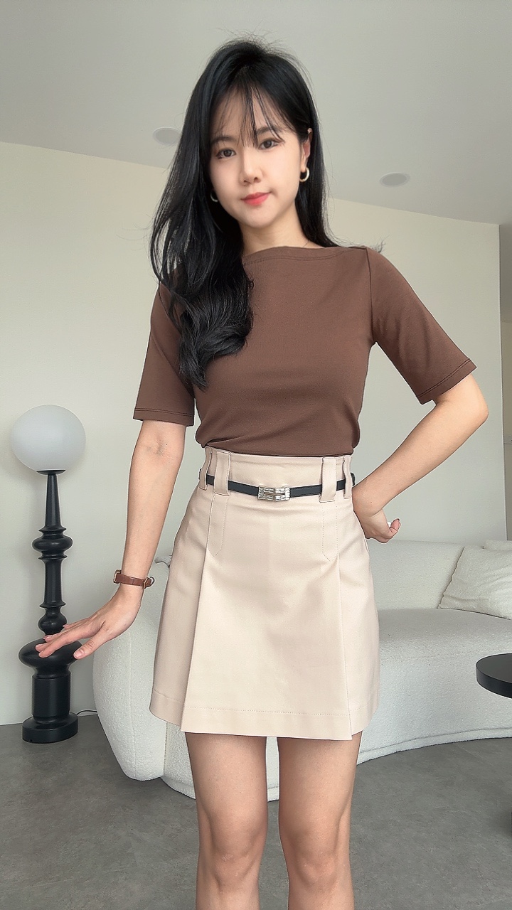 钻钻腰带A字双折线裙