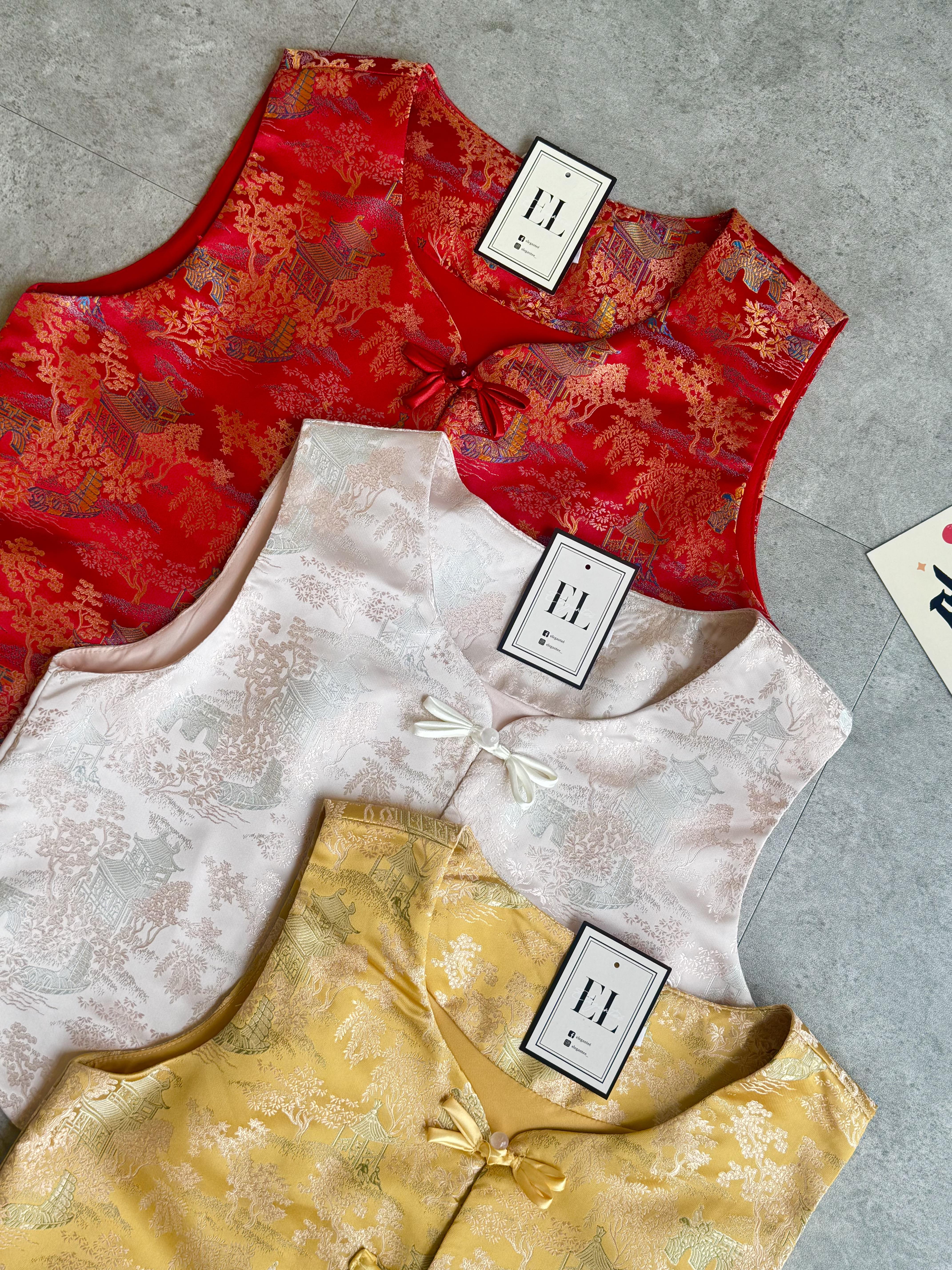 《新年》阁楼花园刺绣图马甲